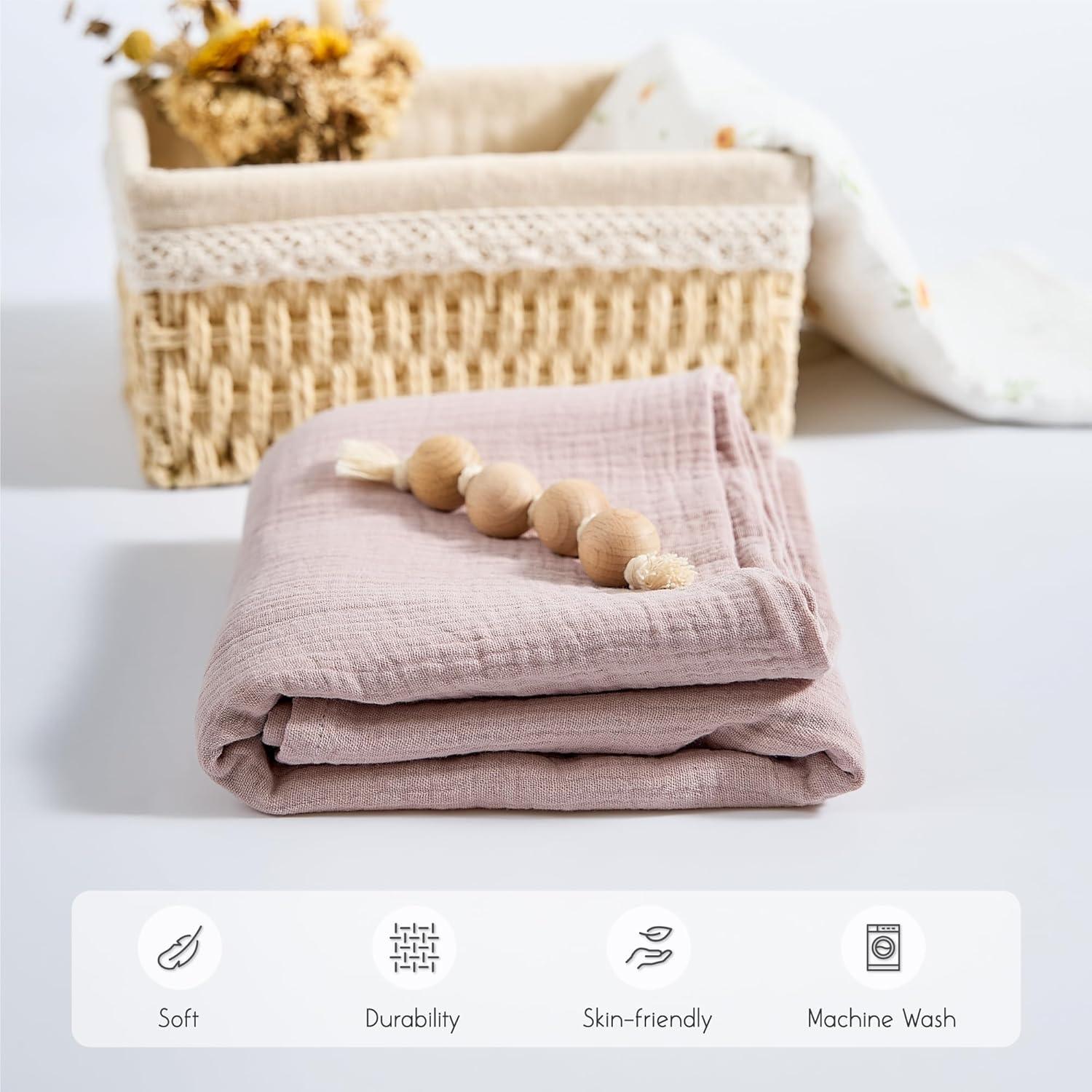 Manta de Muselina Meracorallo Rosa 100% Algodón 110x110 cm