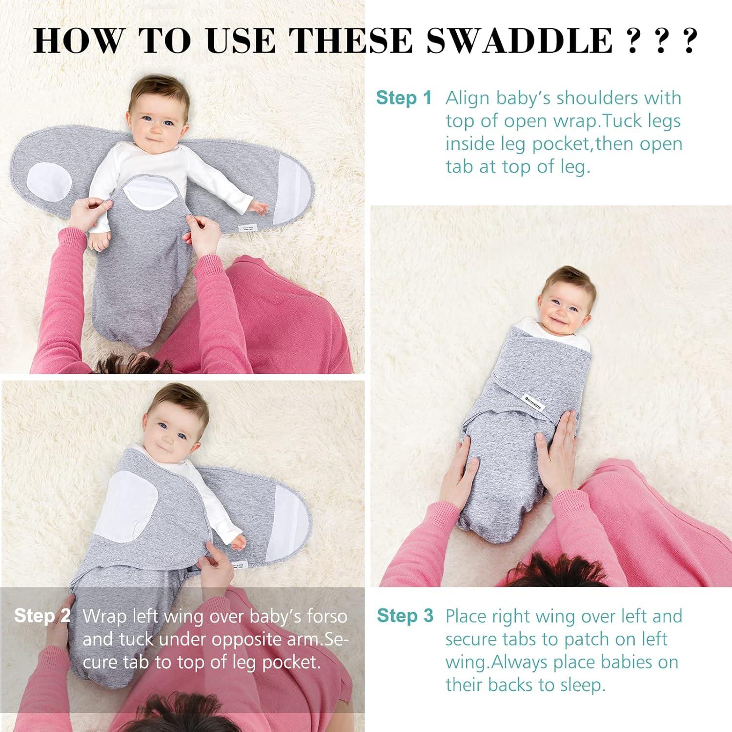 Manta de Envolver para Bebés Benoxine Algodón Orgánico 0-3M Negra