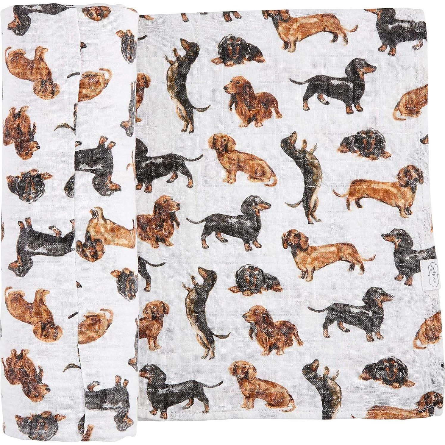 Manta de Muselina para Bebé Mud Pie Teckel 119 cm 100% Algodón