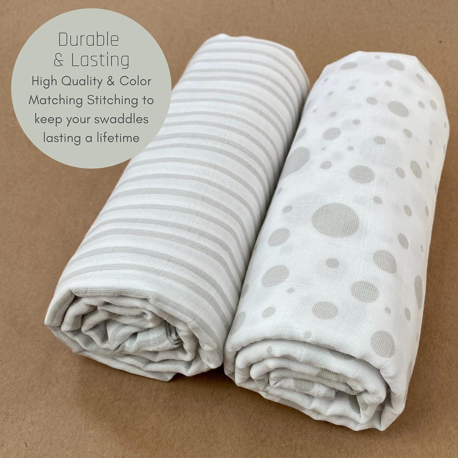 Mantas de Muselina Orgánica MOZAH - Rayas y Puntos - 2 Unidades