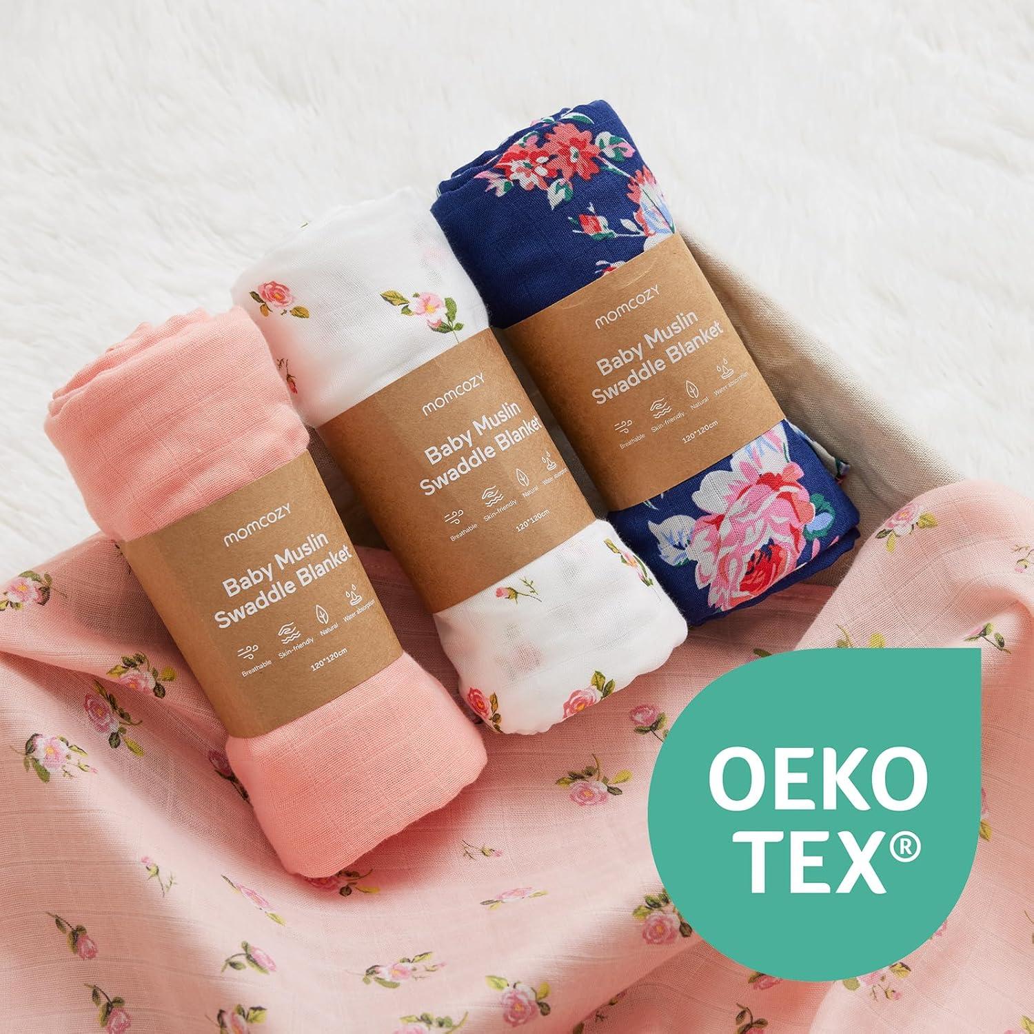 Mantas de Muselina Momcozy 120x120 cm Pack 4 Floral Suaves