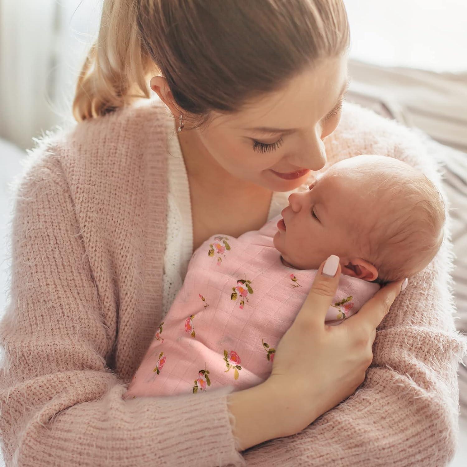 Mantas de Muselina Momcozy 120x120 cm Pack 4 Floral Suaves