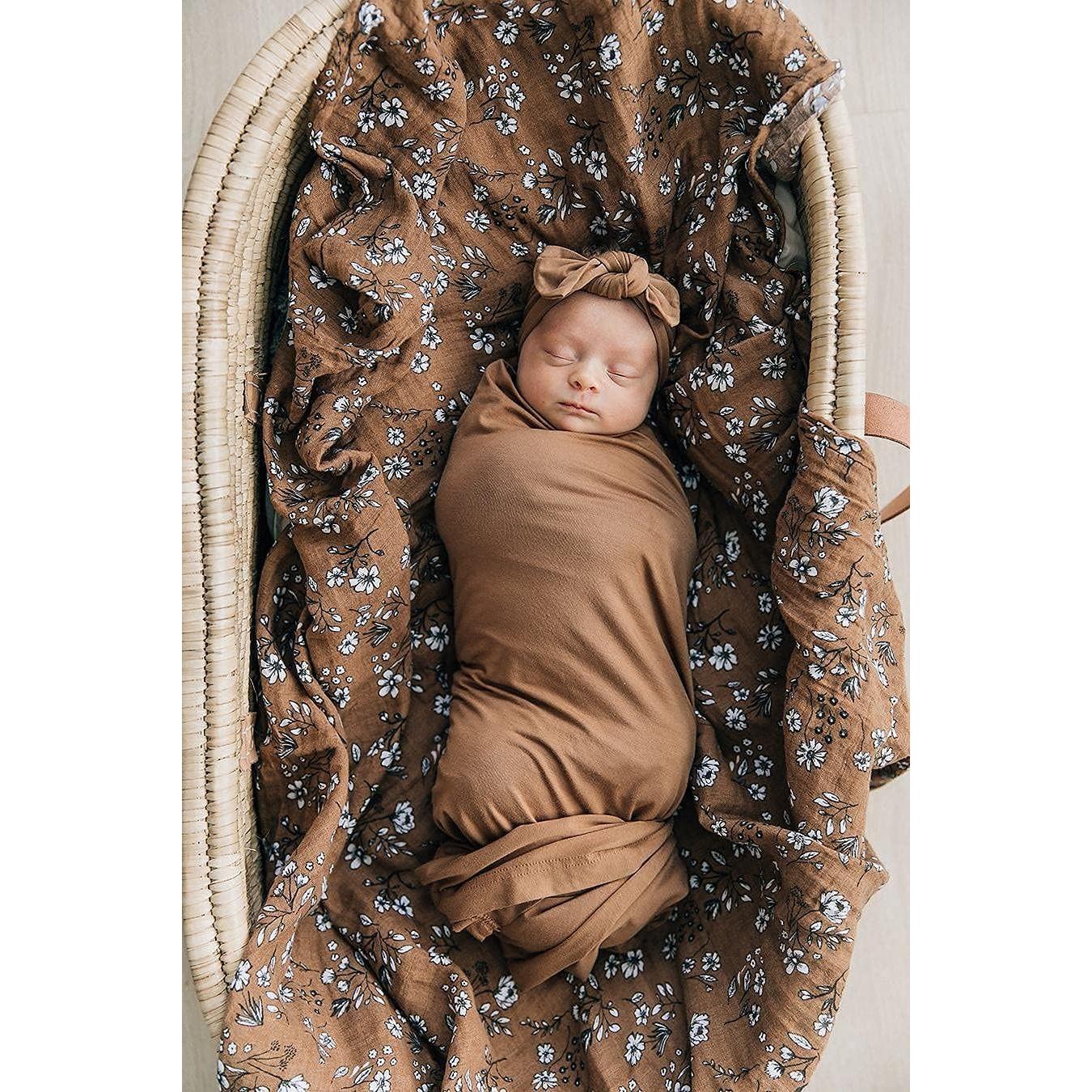 Manta de Envuelo Mebie Baby Mostaza 119x119 cm Suave y Ligera