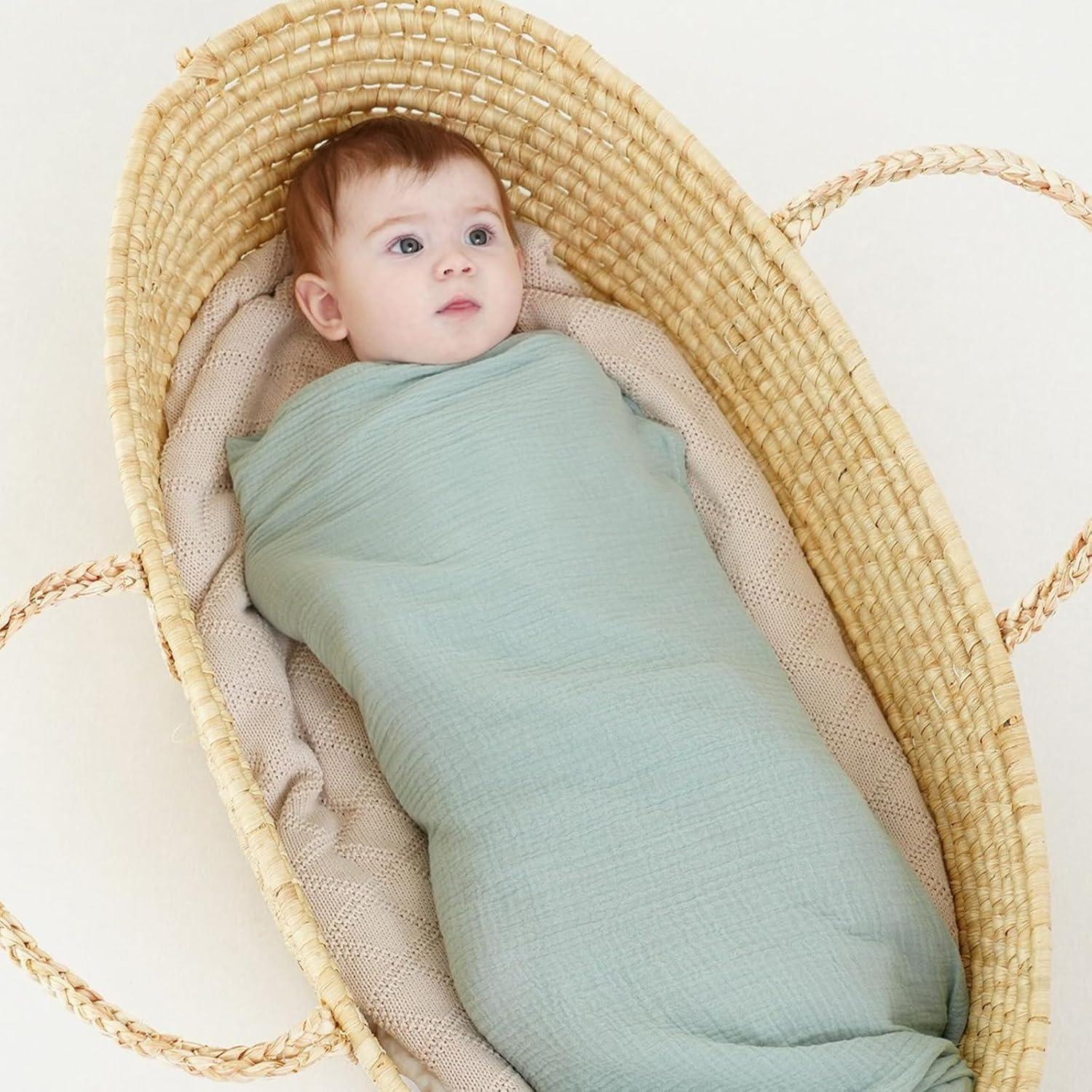 Mantas de Muselina 100% Algodón Synrroe - Paquete de 2, 101.6x101.6 cm