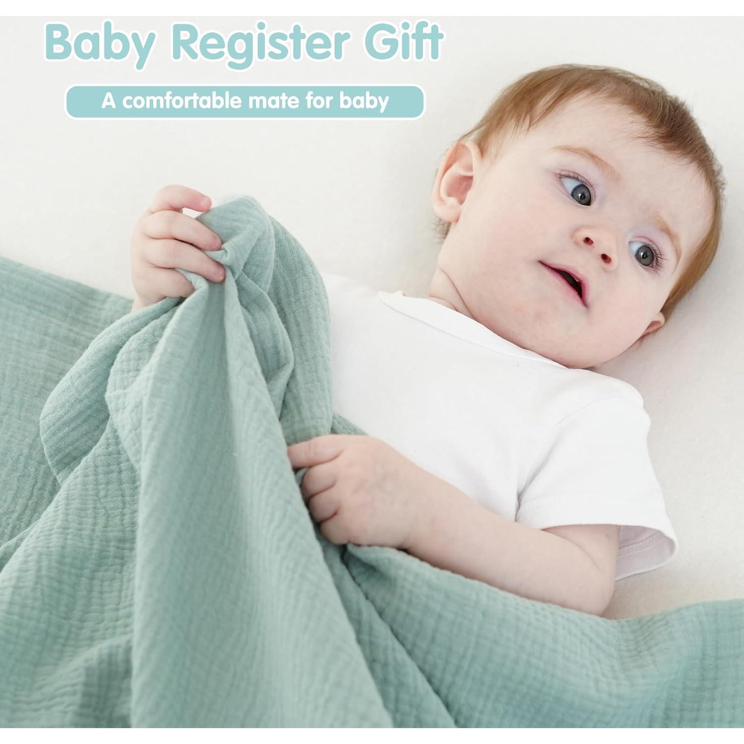 Mantas de Muselina 100% Algodón Synrroe - Paquete de 2, 101.6x101.6 cm