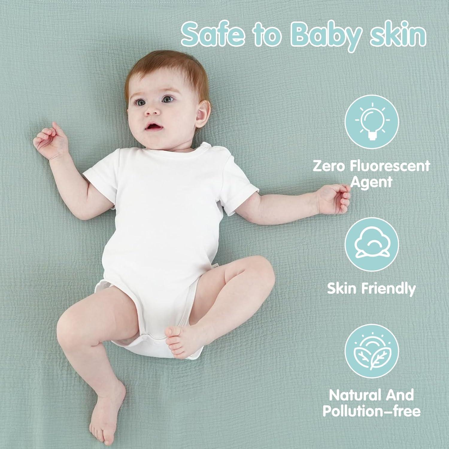 Mantas de Muselina 100% Algodón Synrroe - Paquete de 2, 101.6x101.6 cm