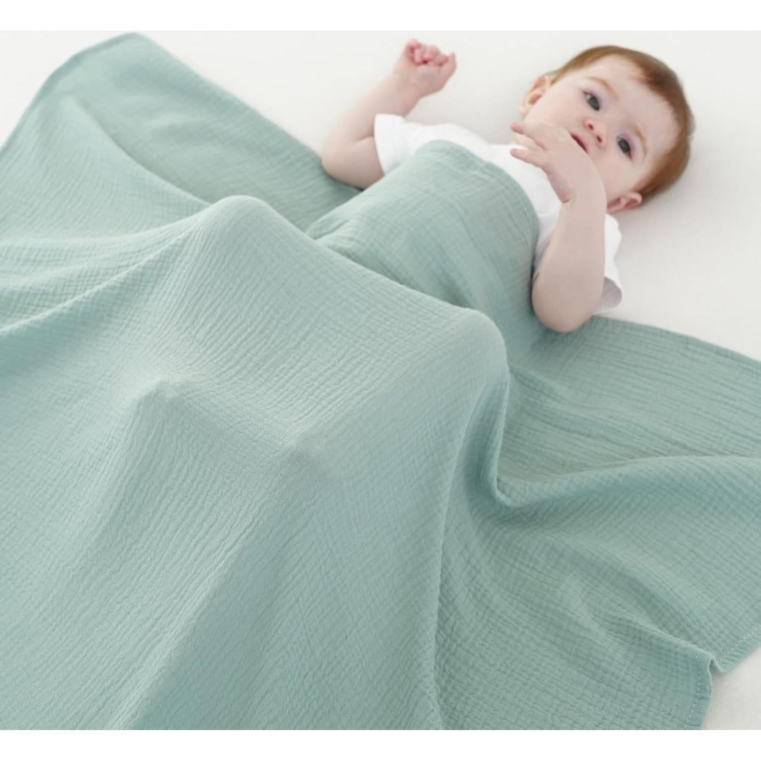 Mantas de Muselina 100% Algodón Synrroe - Paquete de 2, 101.6x101.6 cm