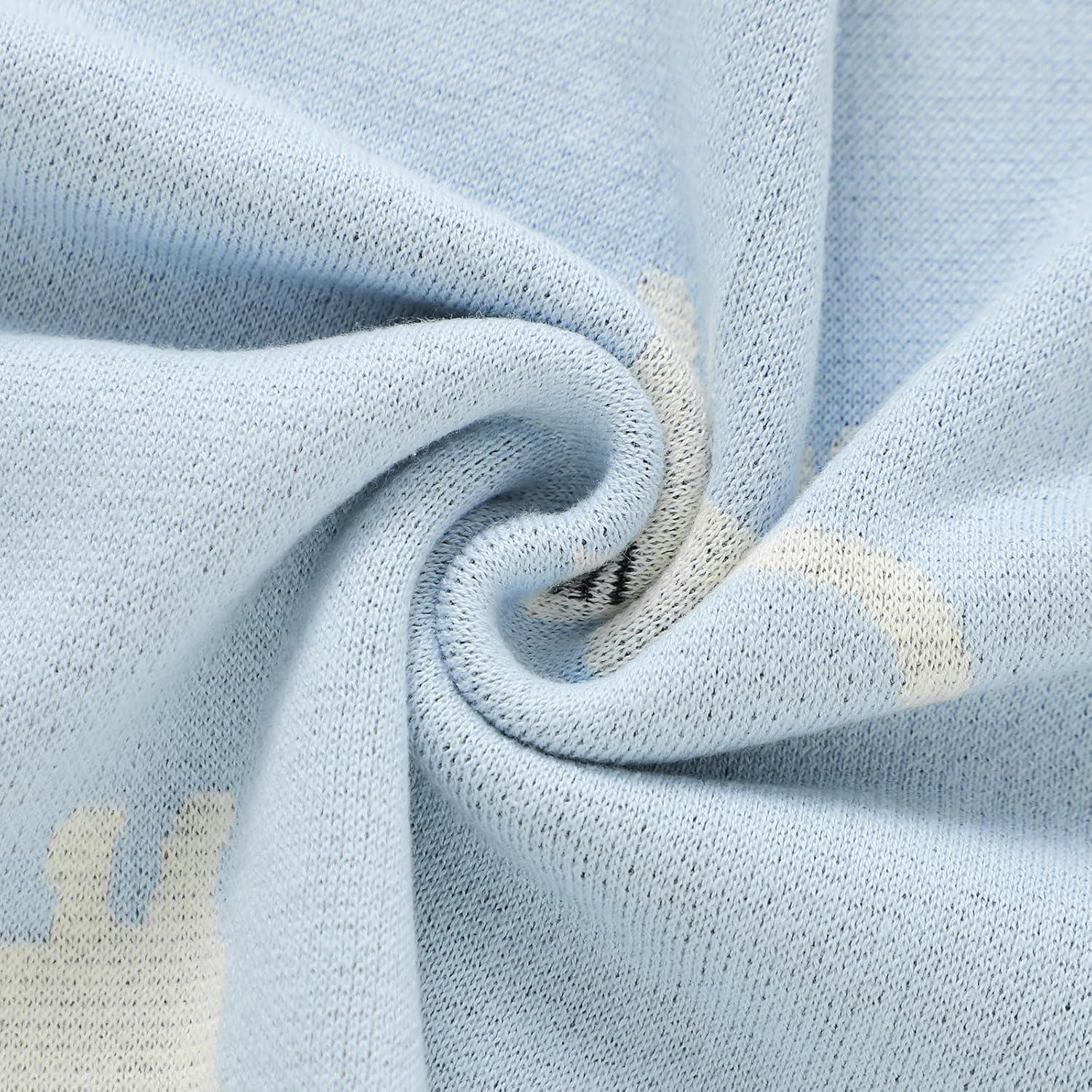 Manta de Bebé Hadetoto Algodón Tejida 101.6x76.2 cm Azul Aqua