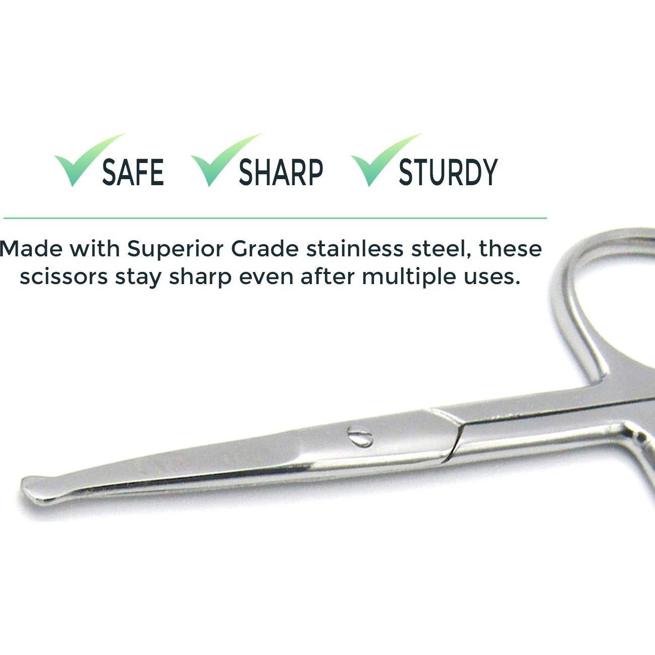 Tijeras de Pelo Facial Exorners de Acero Inoxidable Punta Redonda