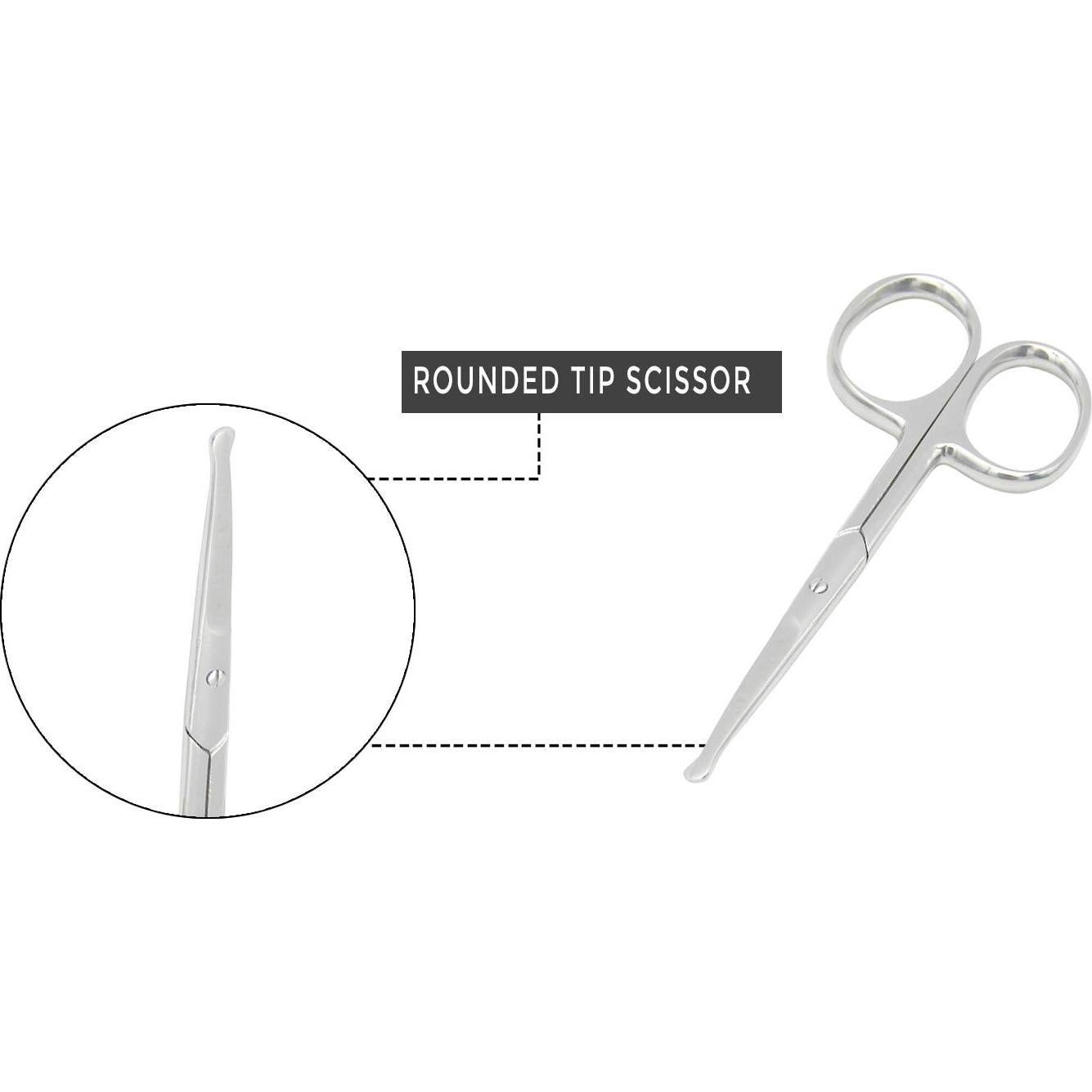 Tijeras de Pelo Facial Exorners de Acero Inoxidable Punta Redonda