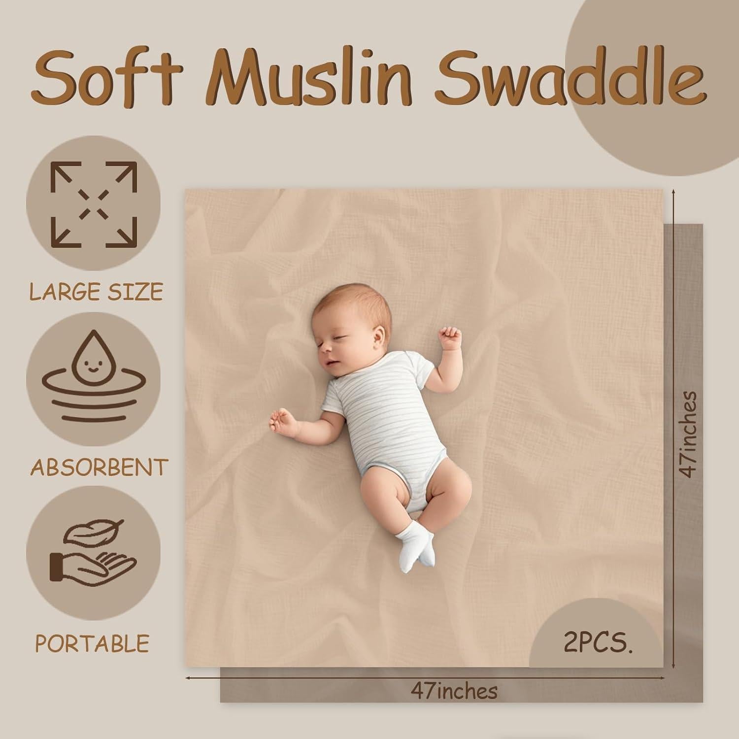 Mantas de Muselina Breebleep 120x120 cm 2 Piezas Algodón