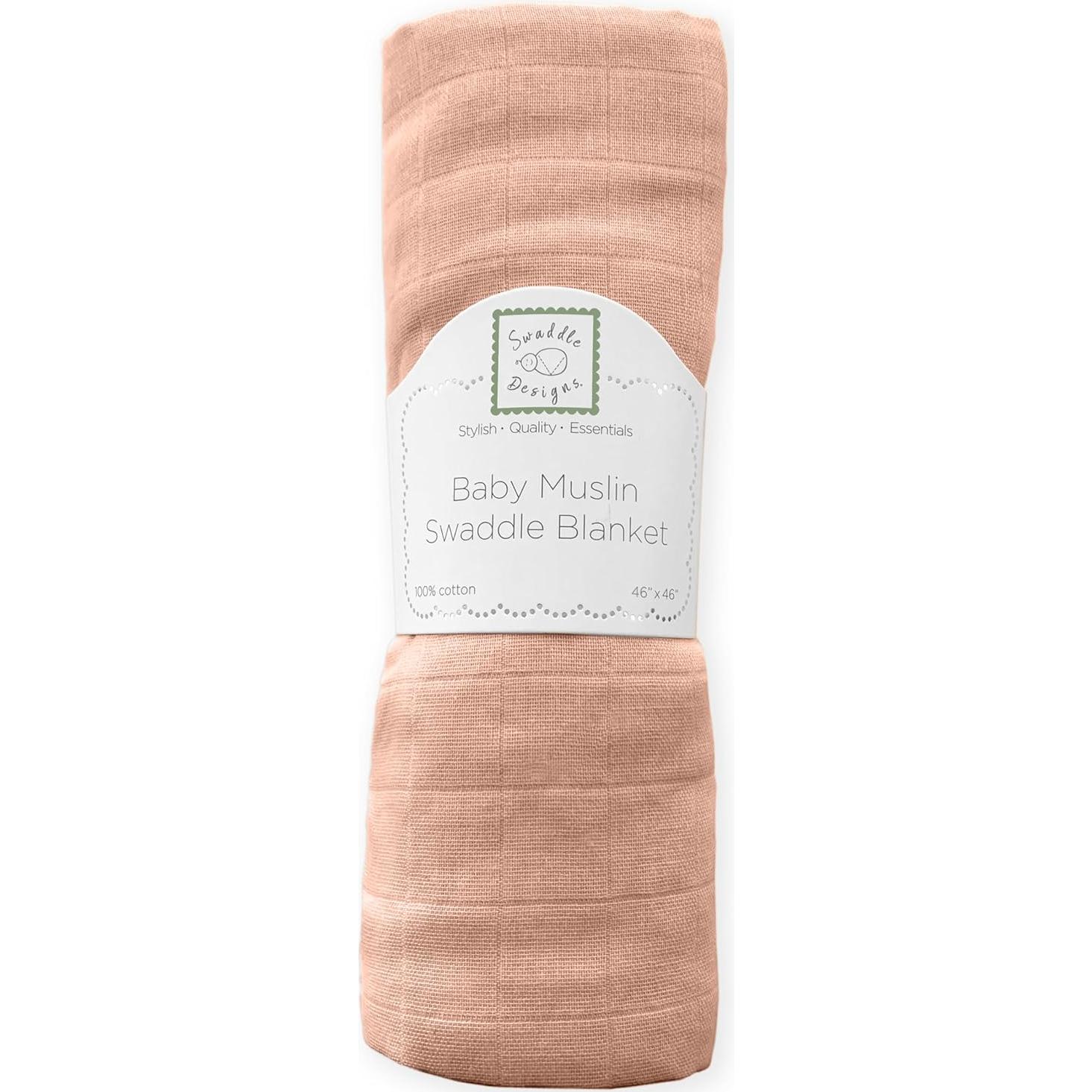 Manta de Muselina de Algodón SwaddleDesigns 116x116 cm Melocotón