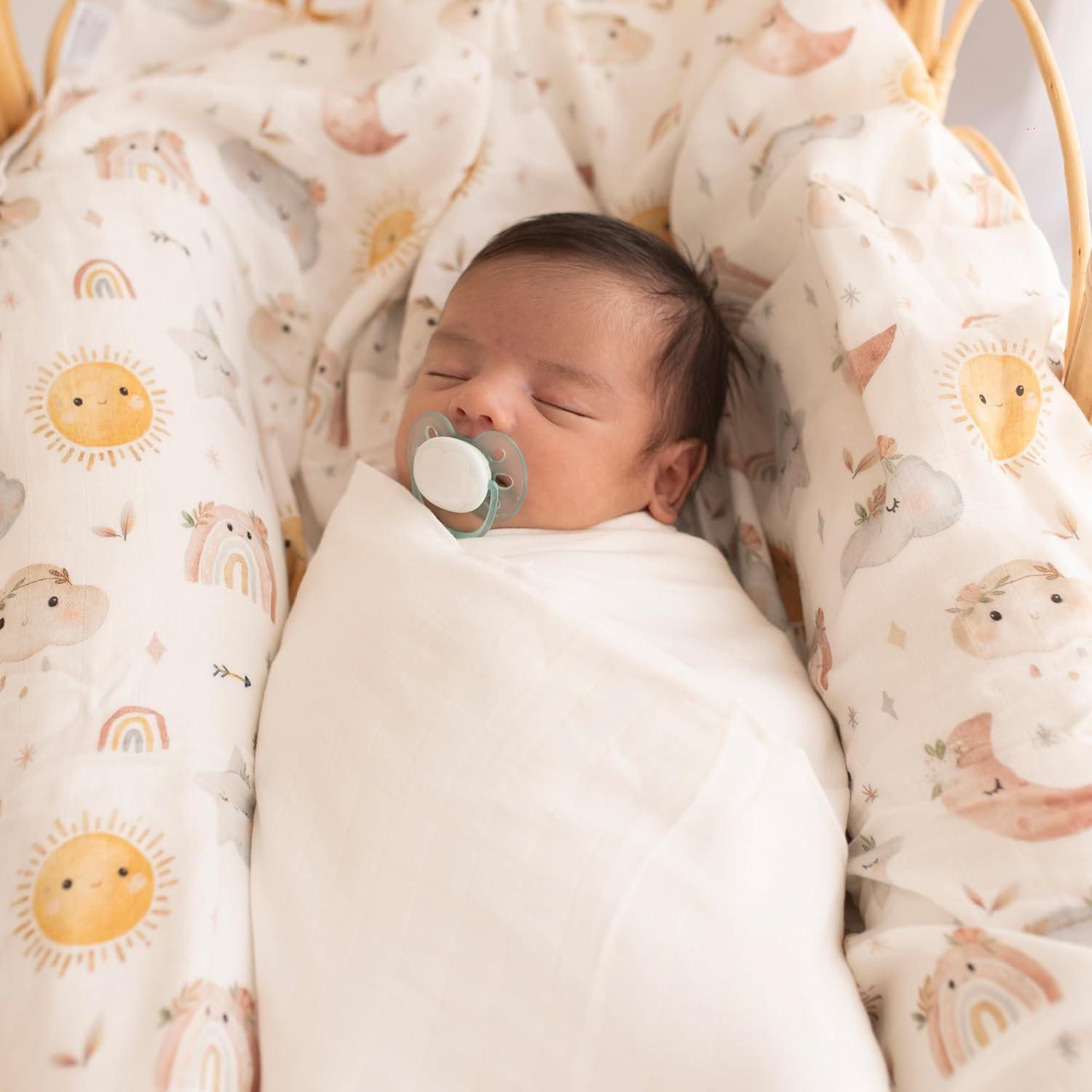 Mantas de Muselina Papaya Kids 2-Pack Rosa y Nubes 120x110 cm