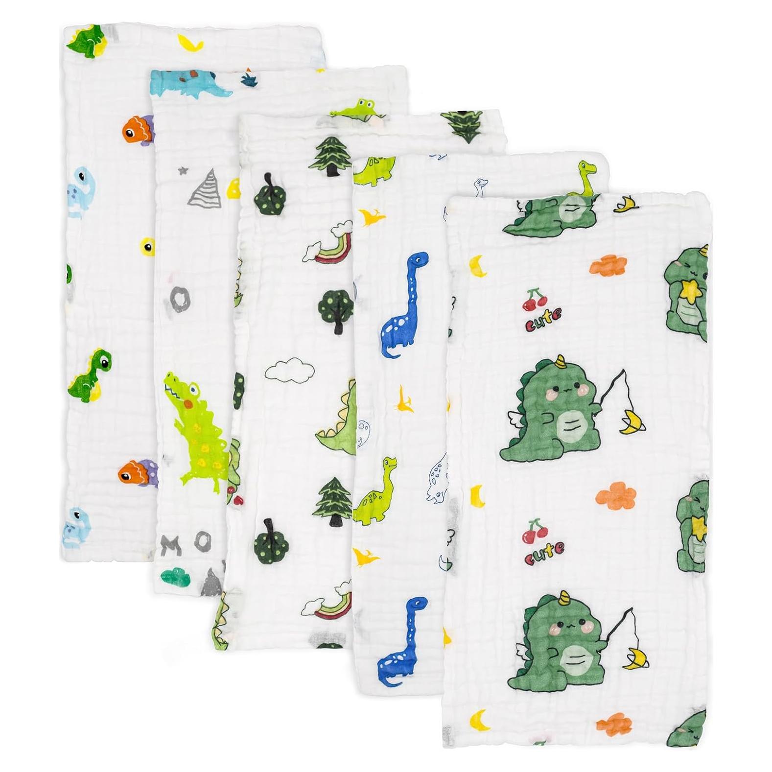 Paños de Eructos de Bebé PENG'S M 5 Pack Algodón Muslina 50.8x25.4 cm