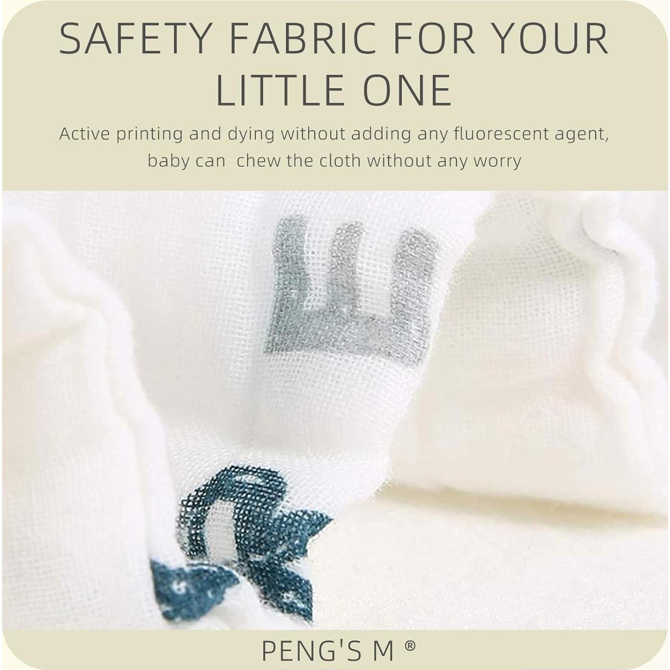 Paños de Eructos de Bebé PENG'S M 5 Pack Algodón Muslina 50.8x25.4 cm