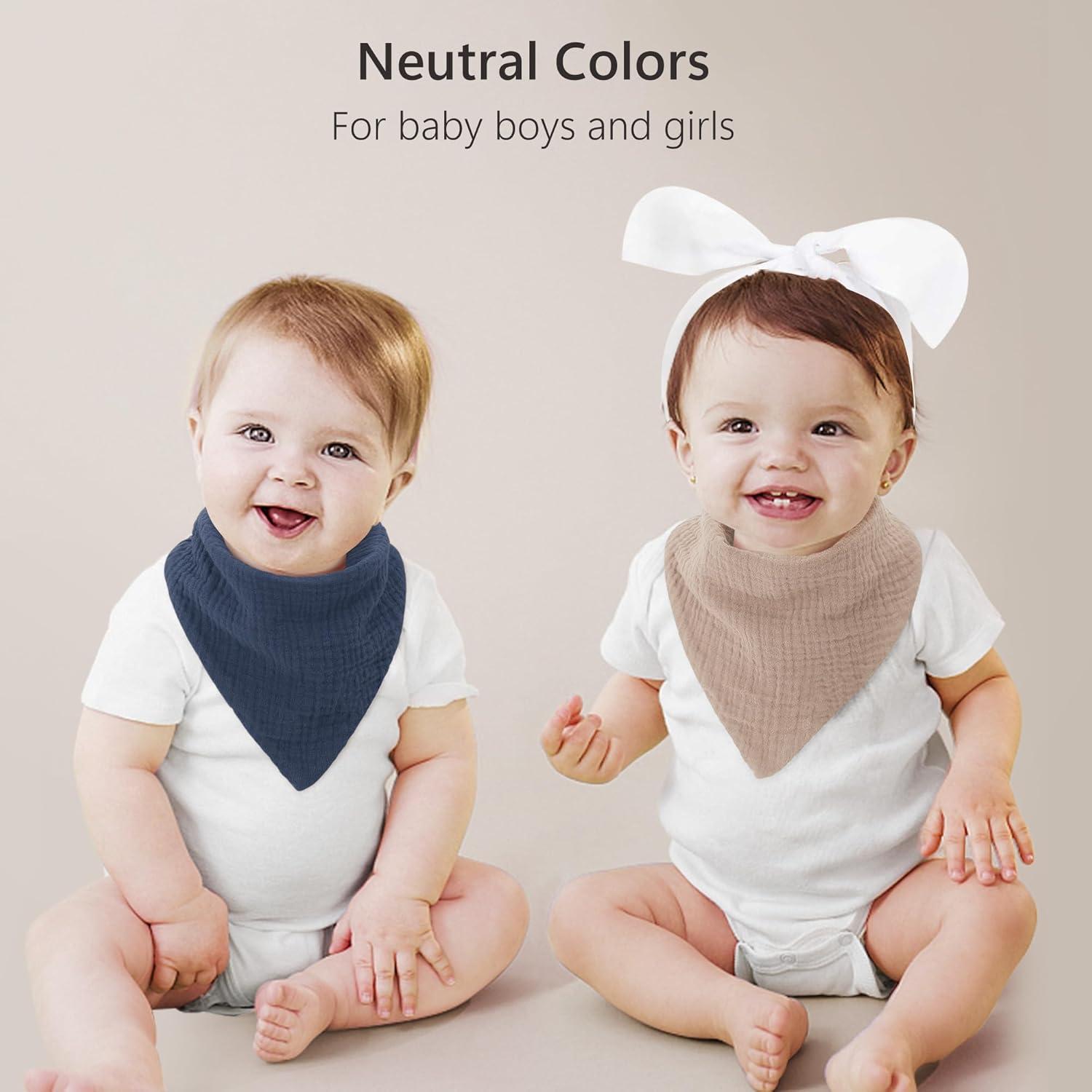 Baberos de Muselina Bearmoss 8 Pack Ajustables 100% Algodón