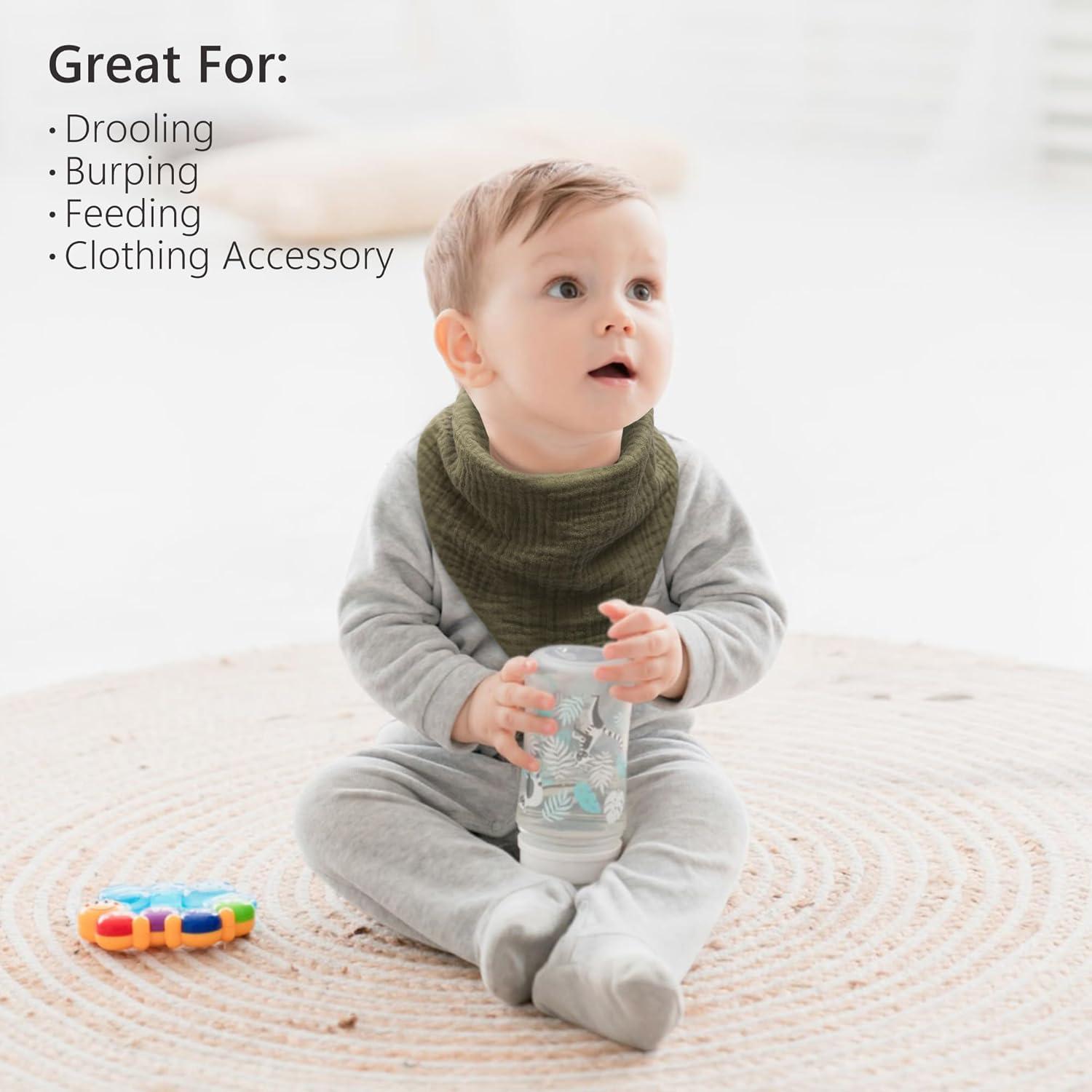 Baberos de Muselina Bearmoss 8 Pack Ajustables 100% Algodón