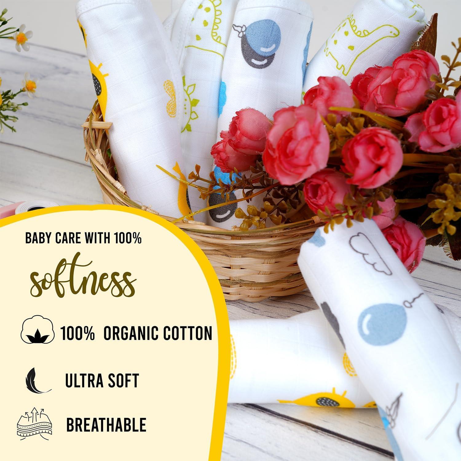 Pañuelos de Algodón Muselina Orgánica Thalir - 6 Unidades