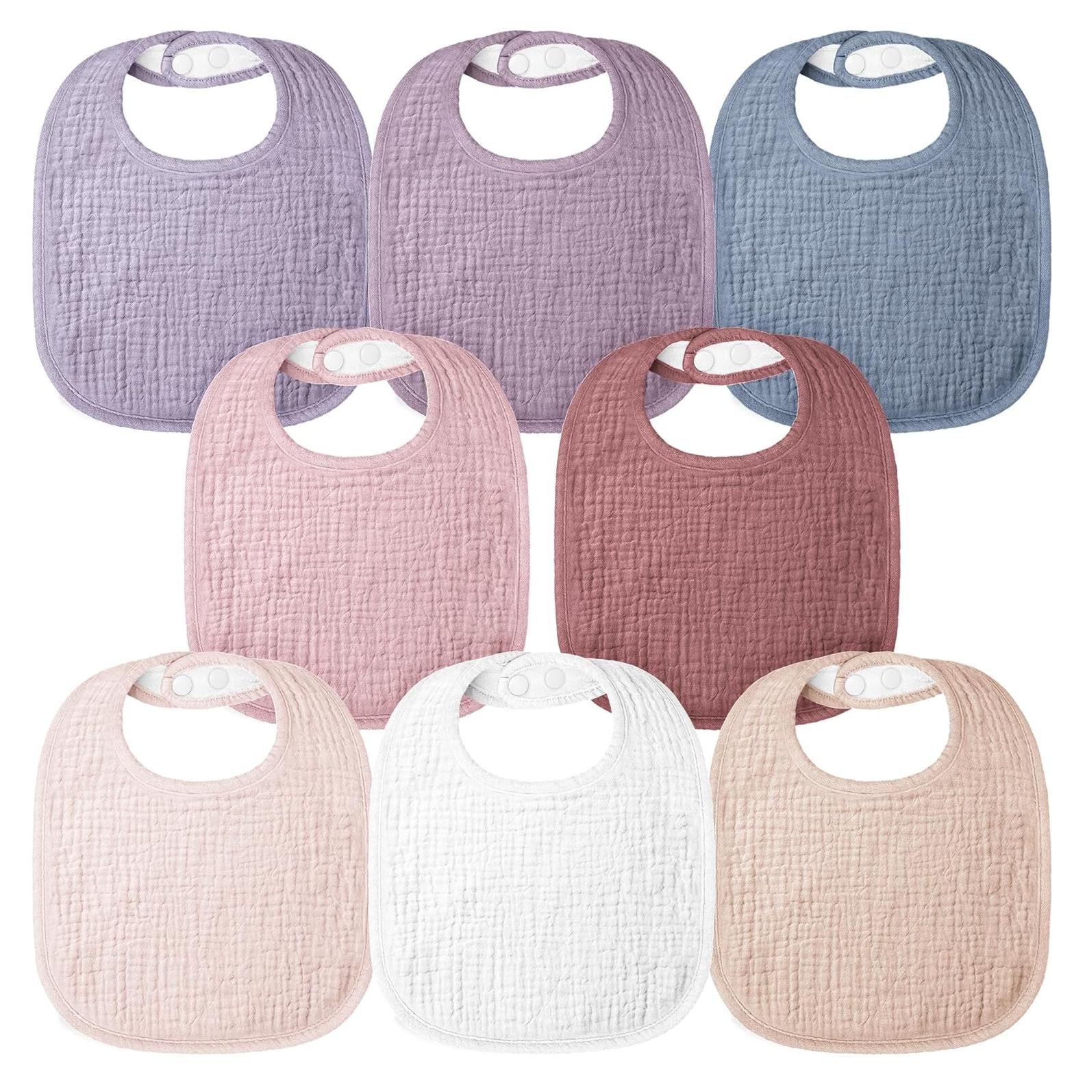 Baberos de Muselina Bearmoss para Bebés - Paquete de 8, 100% Algodón