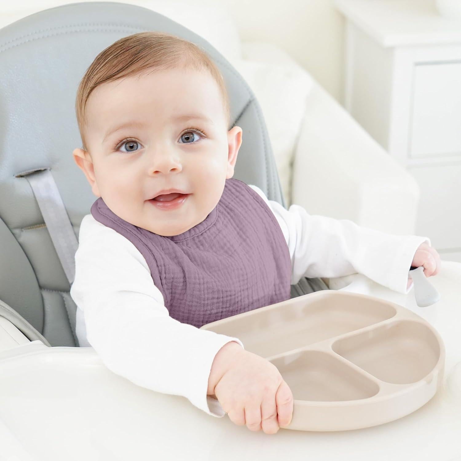 Baberos de Muselina Bearmoss para Bebés - Paquete de 8, 100% Algodón