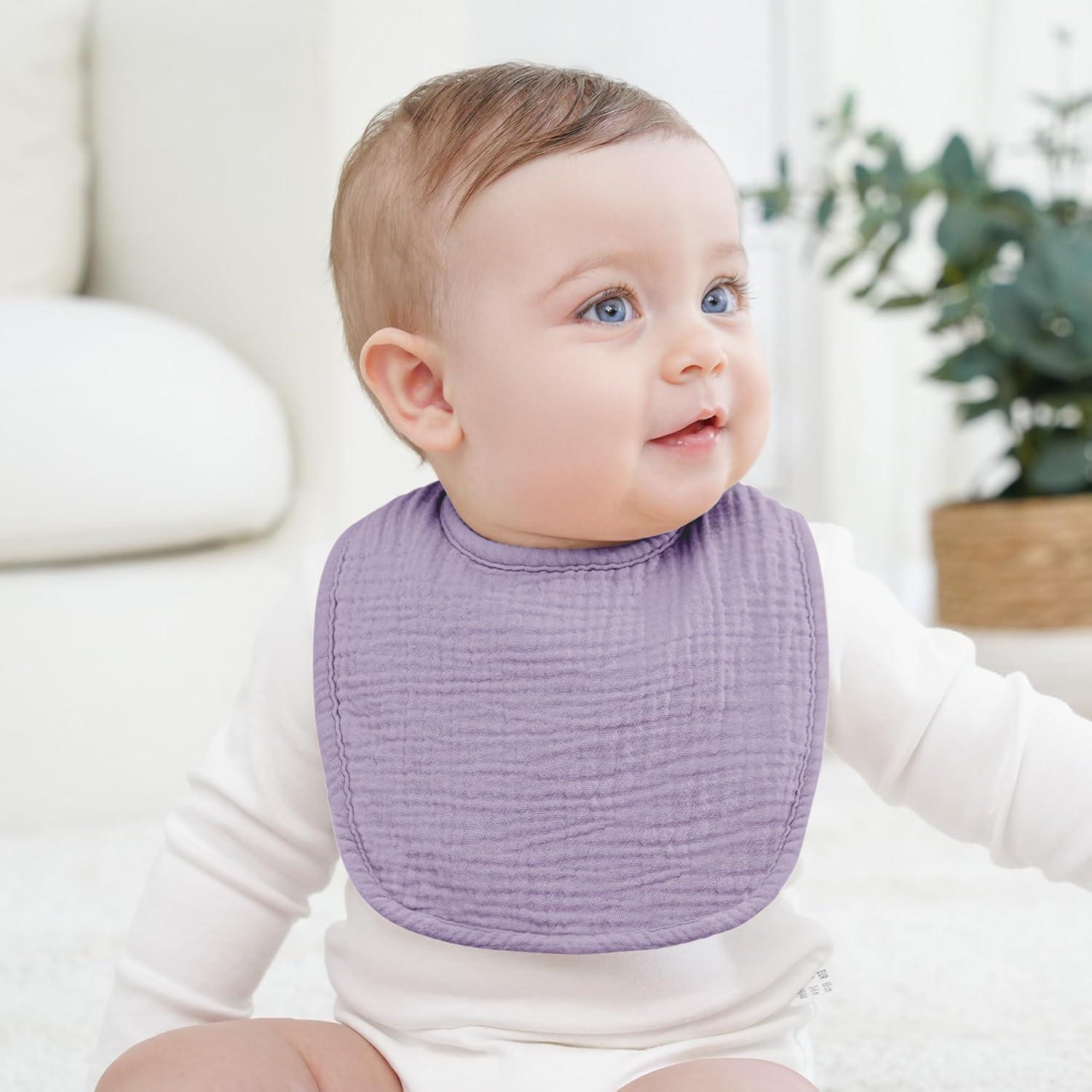 Baberos de Muselina Bearmoss para Bebés - Paquete de 8, 100% Algodón