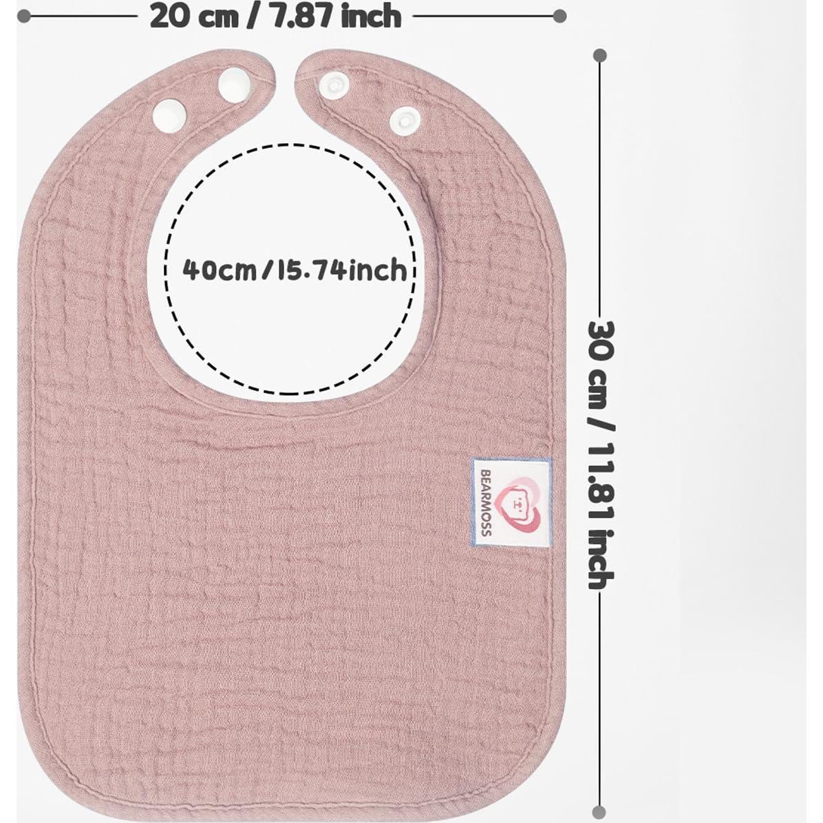 Baberos de Muselina Bearmoss para Bebés - Paquete de 8, 100% Algodón