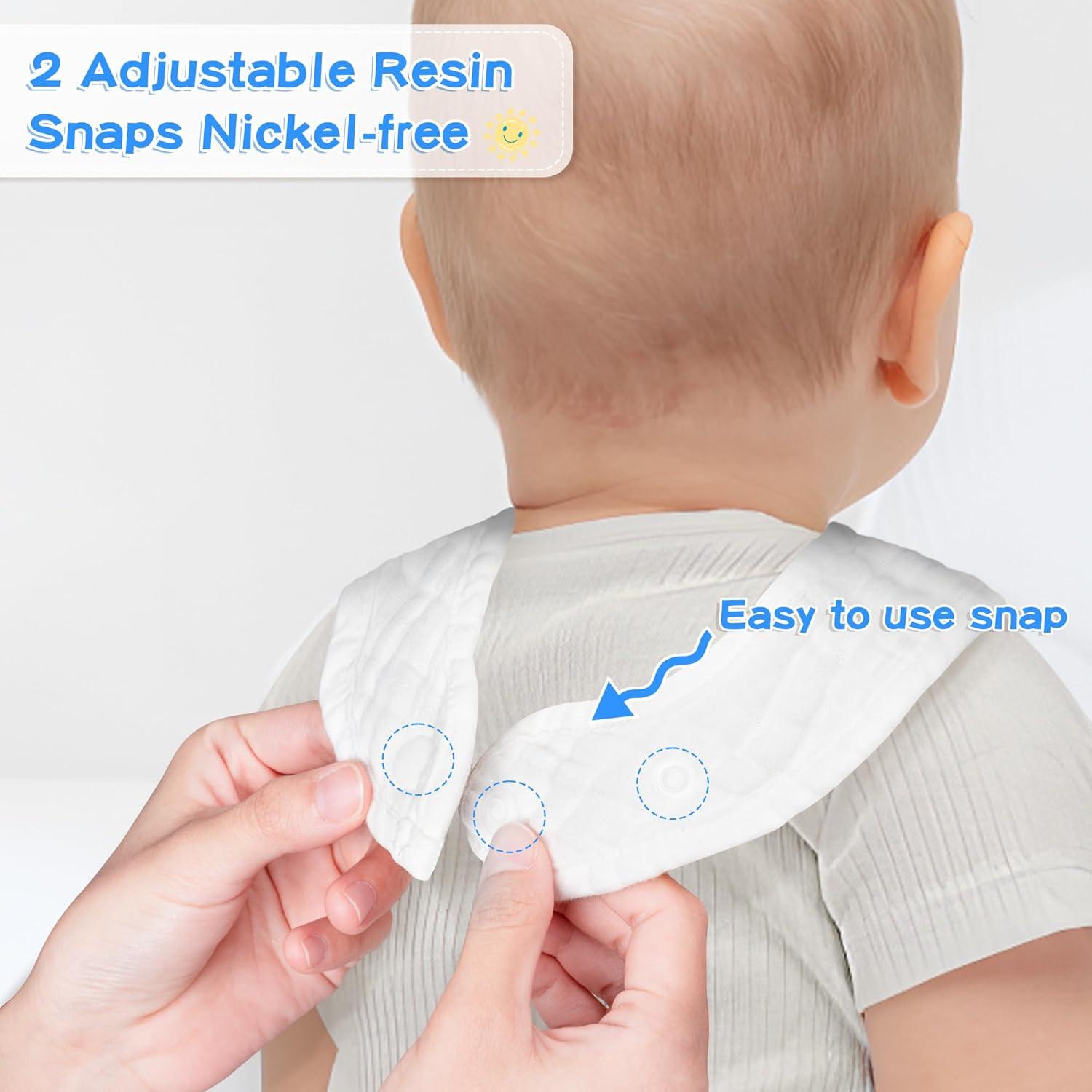 Baberos de Muselina para Bebés GROBRO7 - 8 Piezas Suaves y Absorbentes