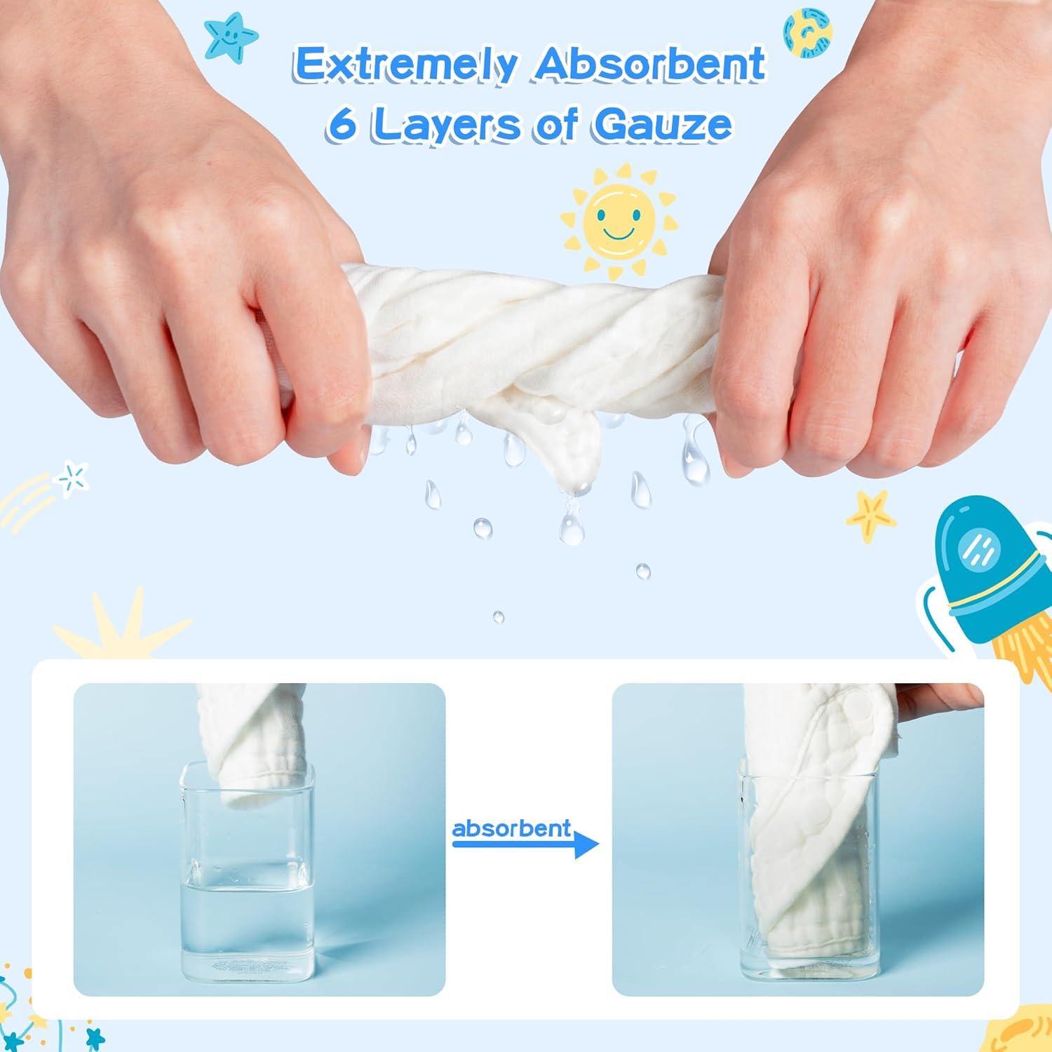 Baberos de Muselina para Bebés GROBRO7 - 8 Piezas Suaves y Absorbentes