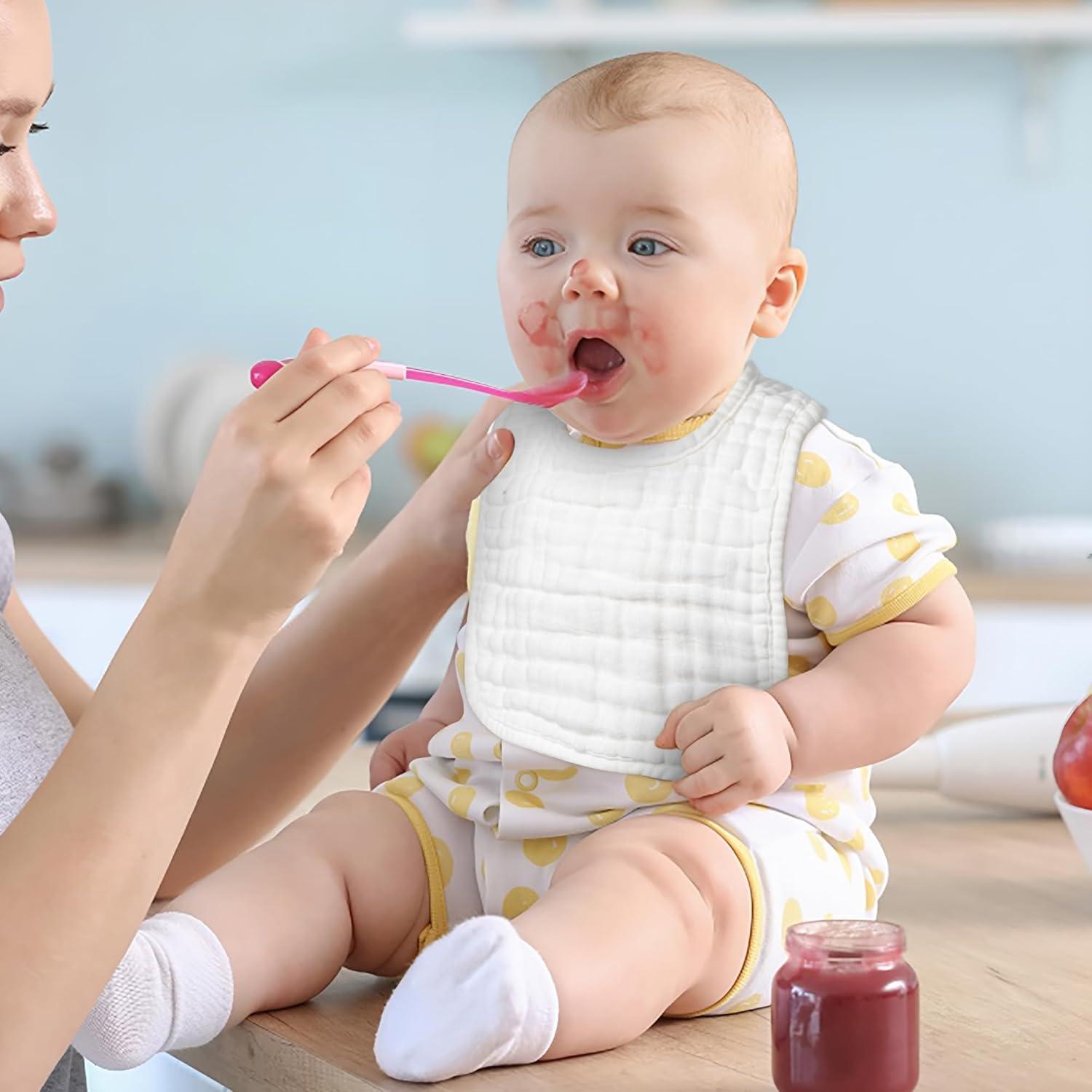 Baberos de Muselina para Bebés GROBRO7 - 8 Piezas Suaves y Absorbentes