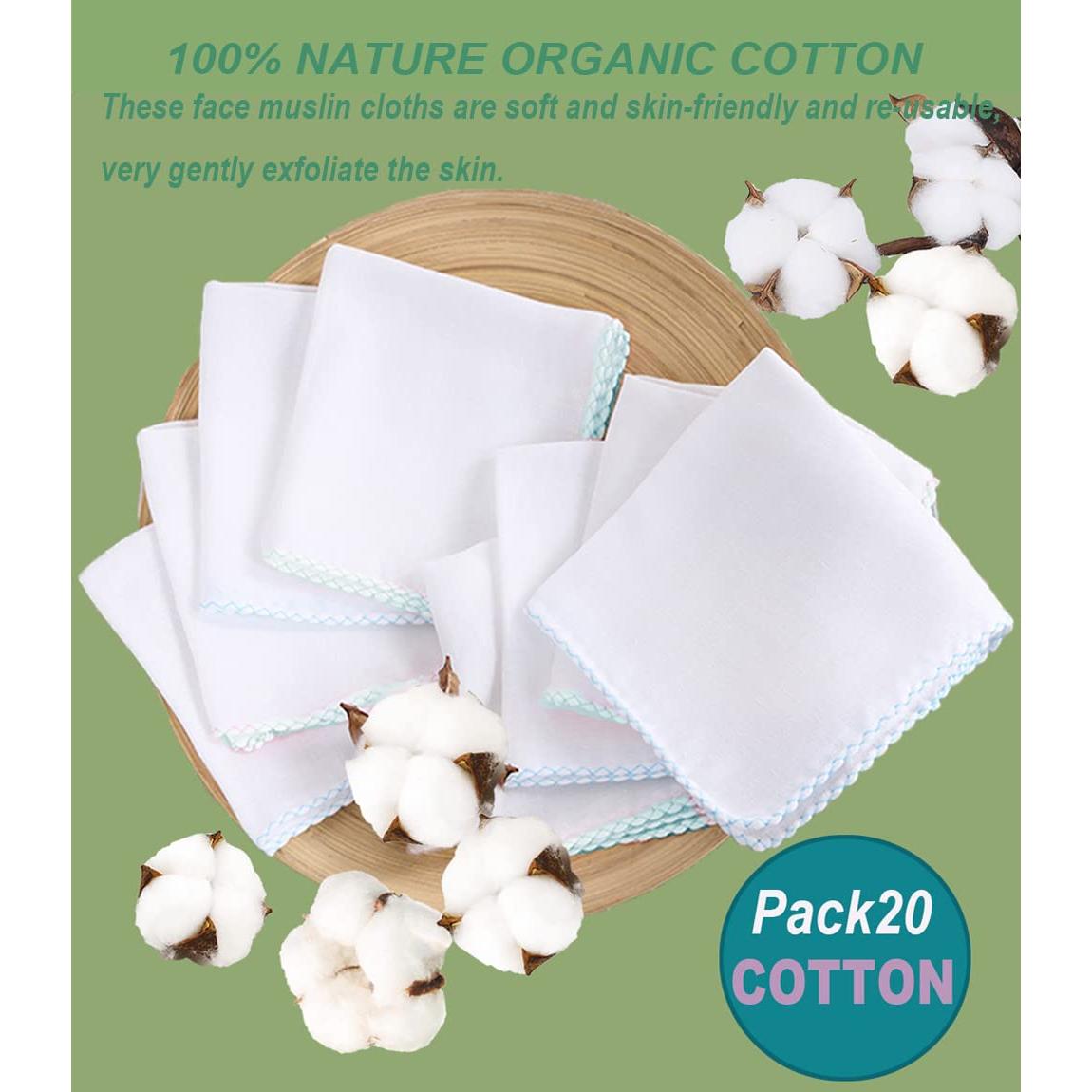 Pack 20 Paños de Muselina Ecológicos Yaosan para Limpiar Maquillaje