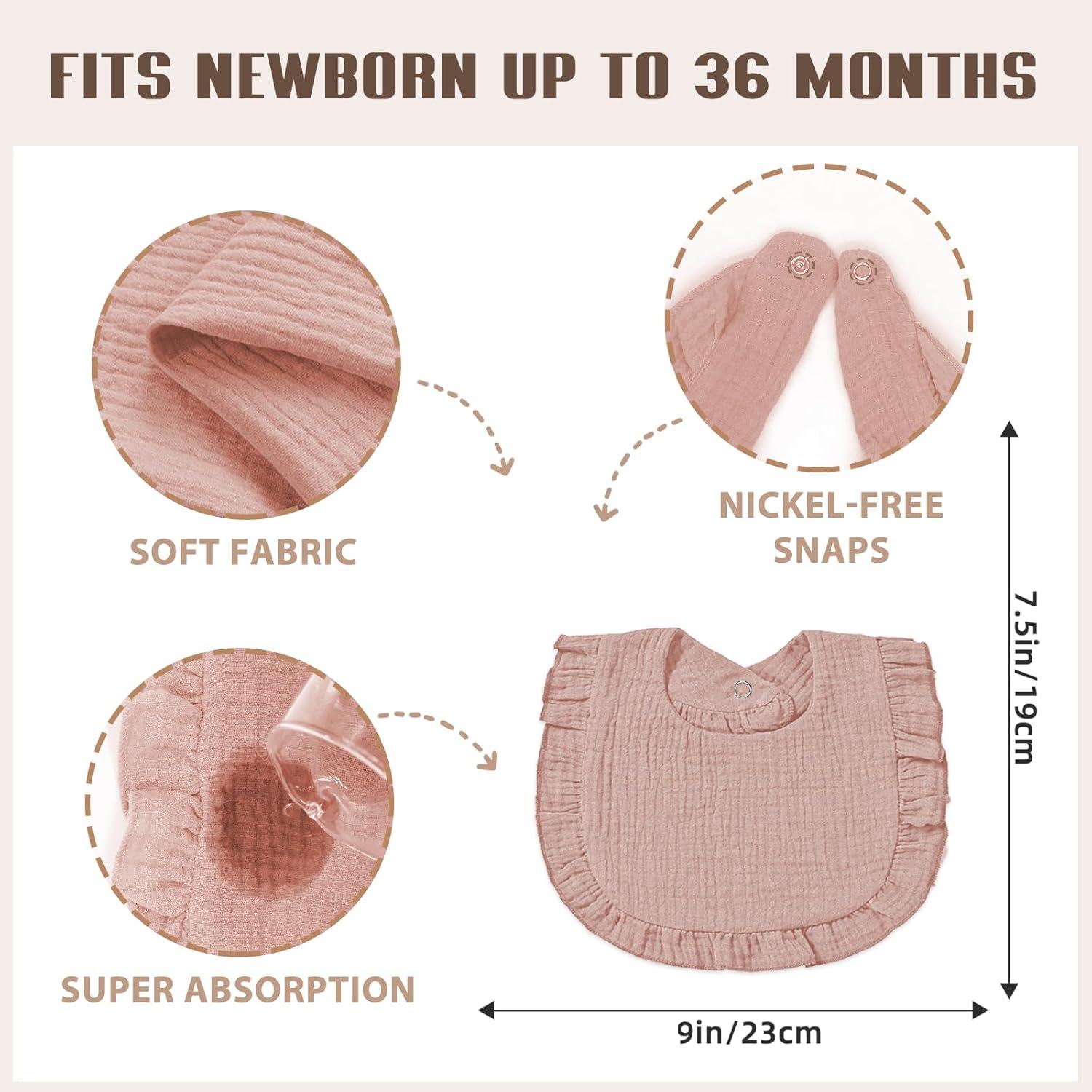 6 Baberos de Muselina para Bebés Unisex - Algodón Rosa Dulce