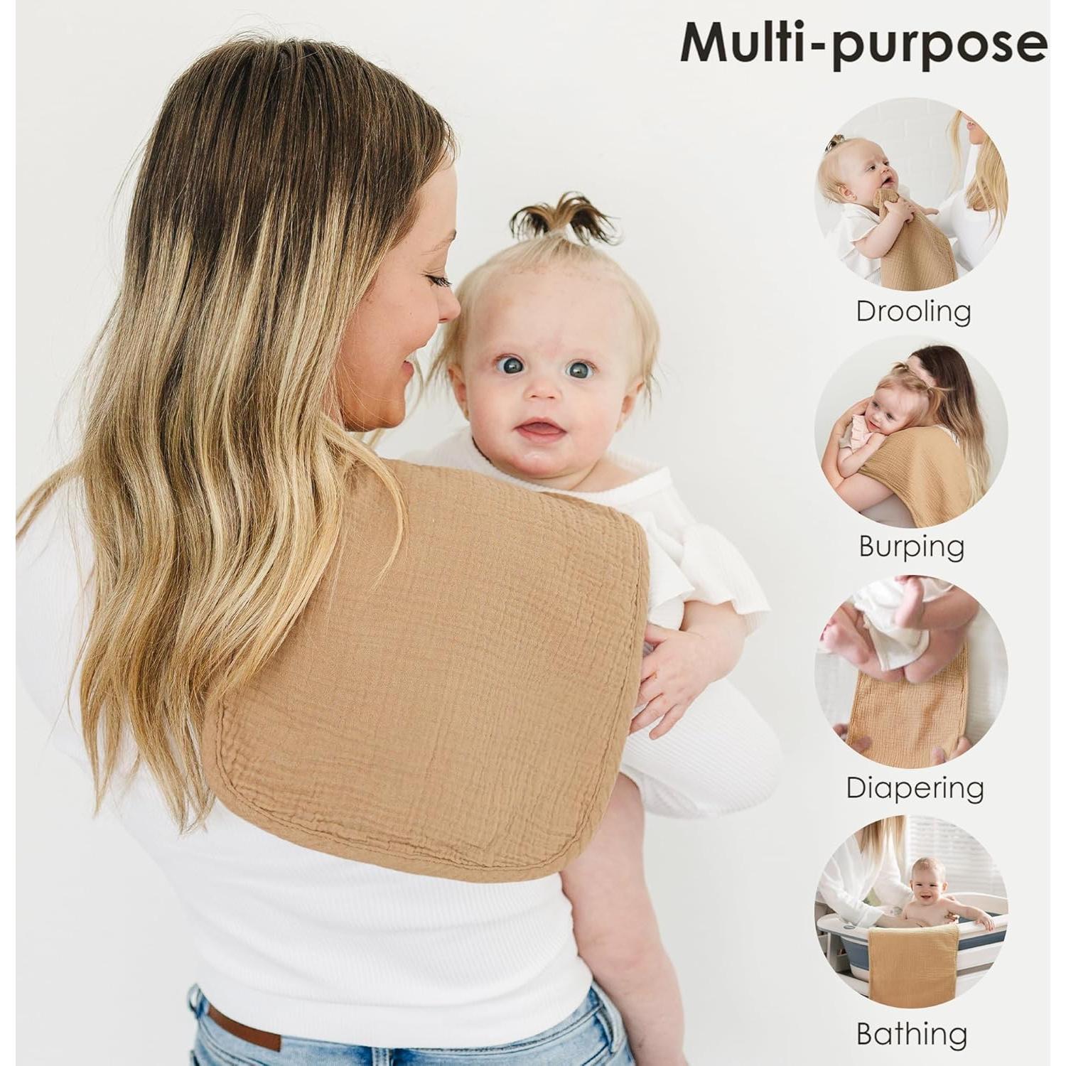 Paquete de 10 Paños de Muselina MairMore 100% Algodón Rosa