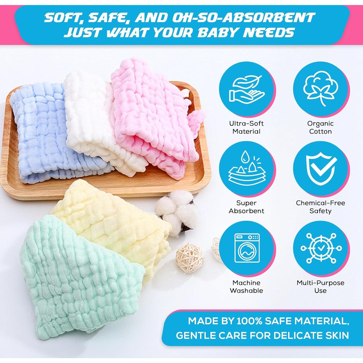 Paquete de 10 Paños de Muselina Dream Picks 30x30 cm Algodón