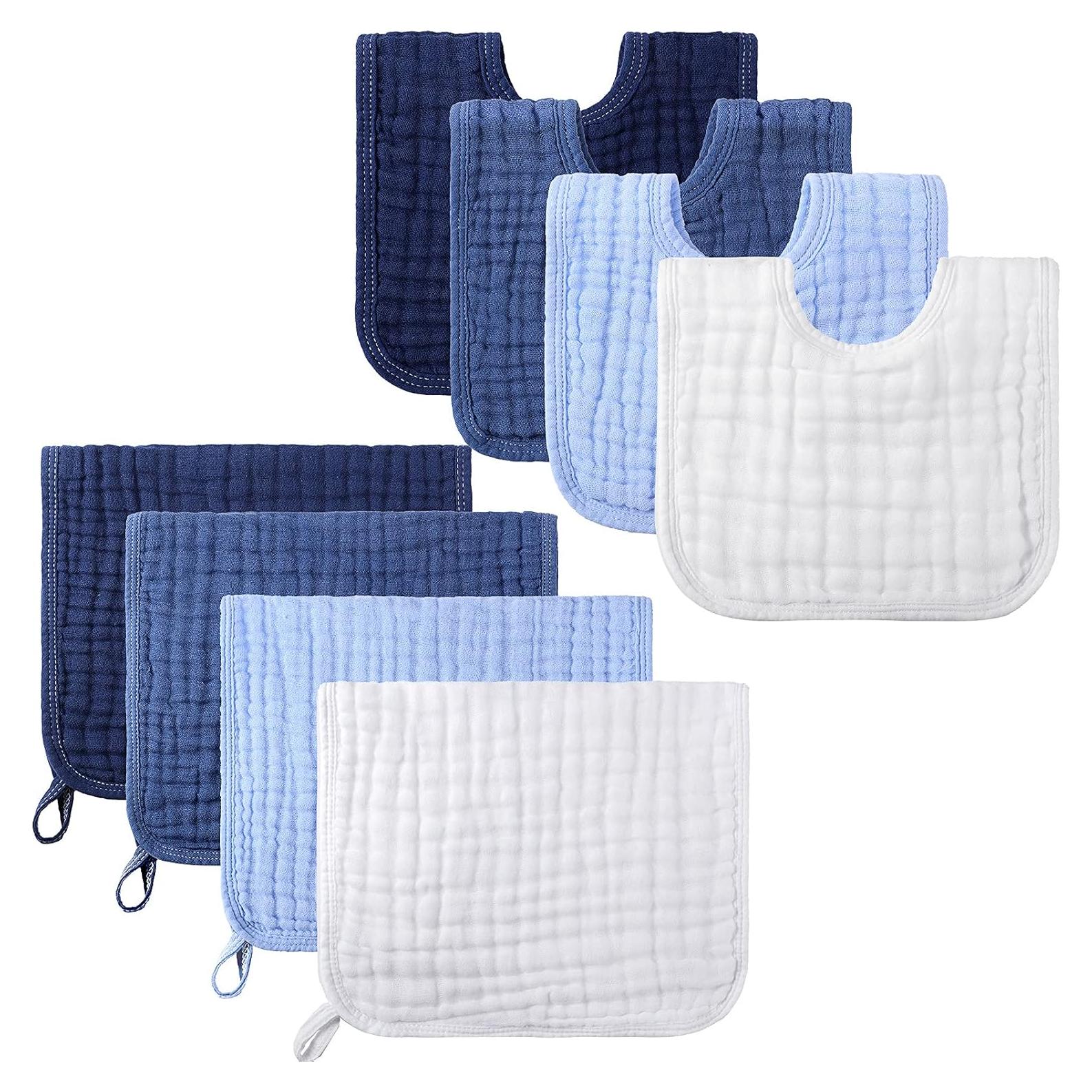 Tatuo 8 Pcs Baberos y Paños de Eructo 100% Algodón Unisex