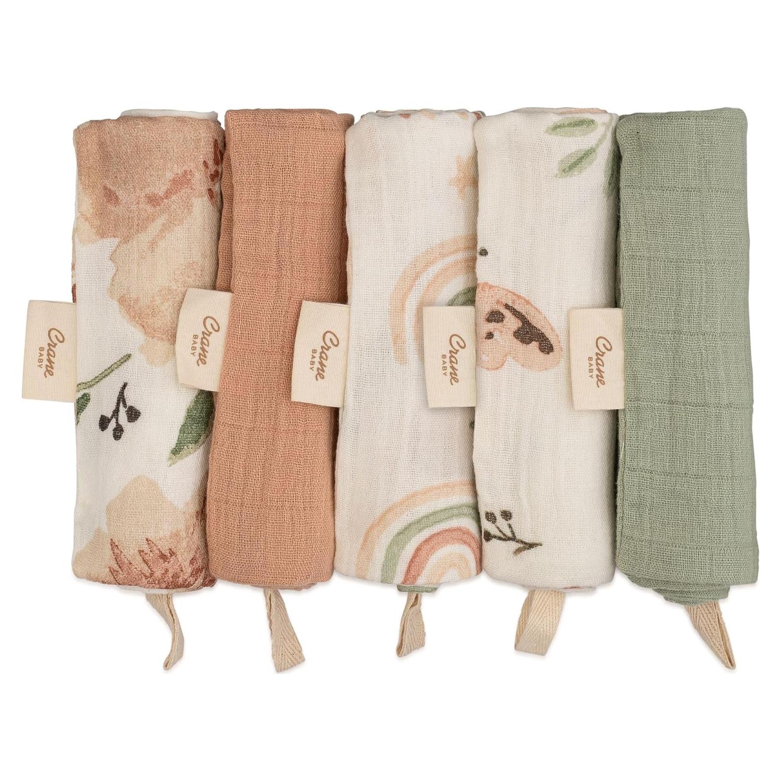 Conjunto de Paños de Baño Crane Rosa Floral - 5 Paños 100% Algodón