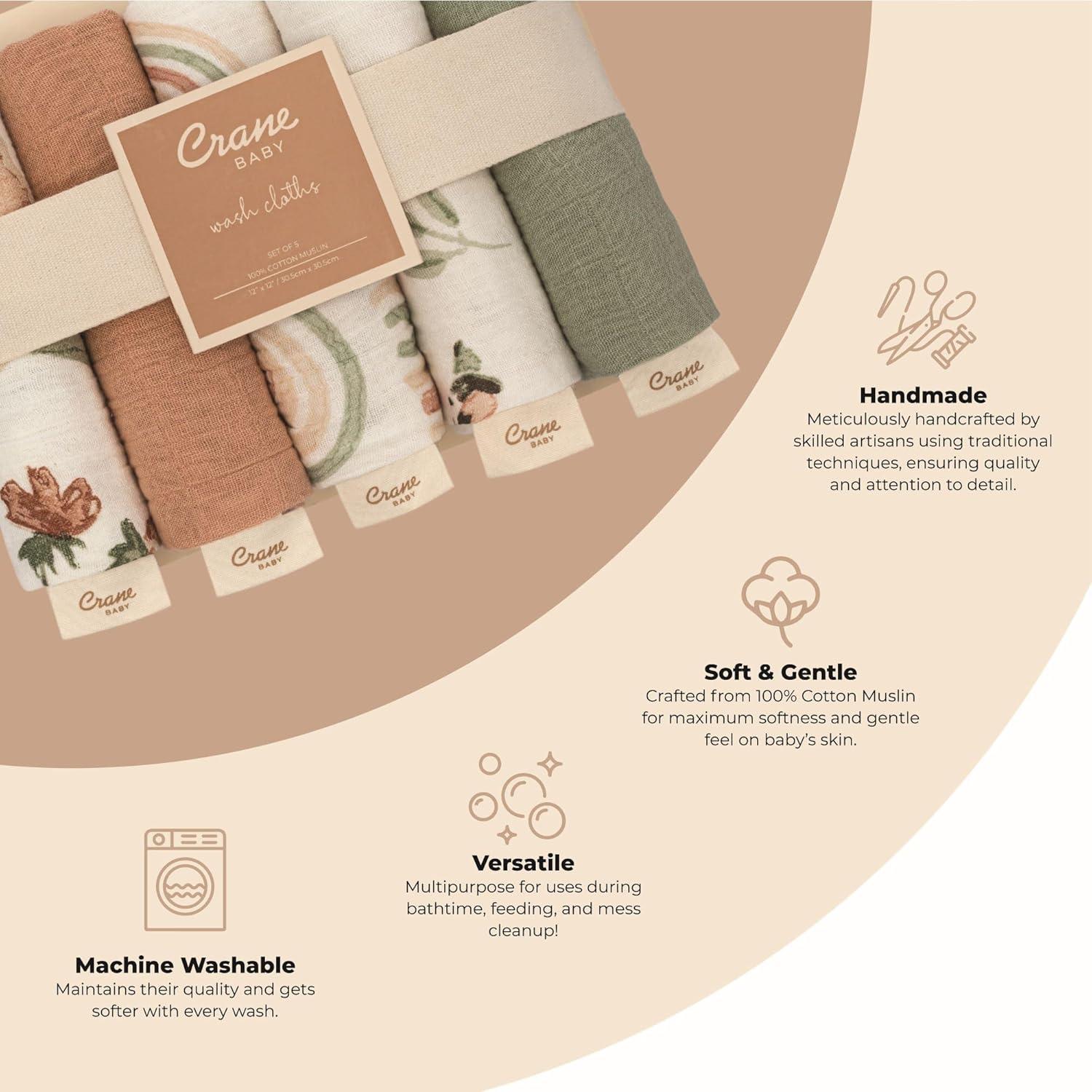 Conjunto de Paños de Baño Crane Rosa Floral - 5 Paños 100% Algodón