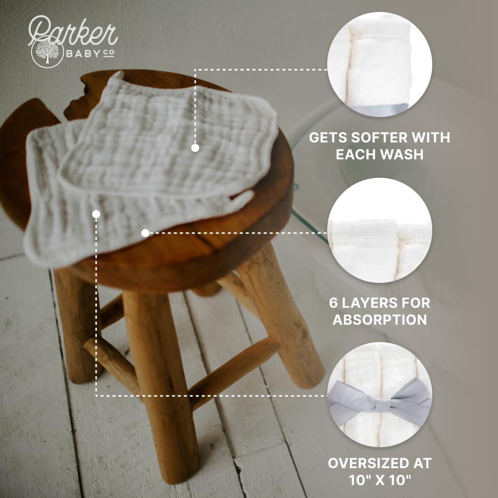 Paños de Baño Parker Baby Co. - 6 Paños de Algodón Muslin 25.4cm