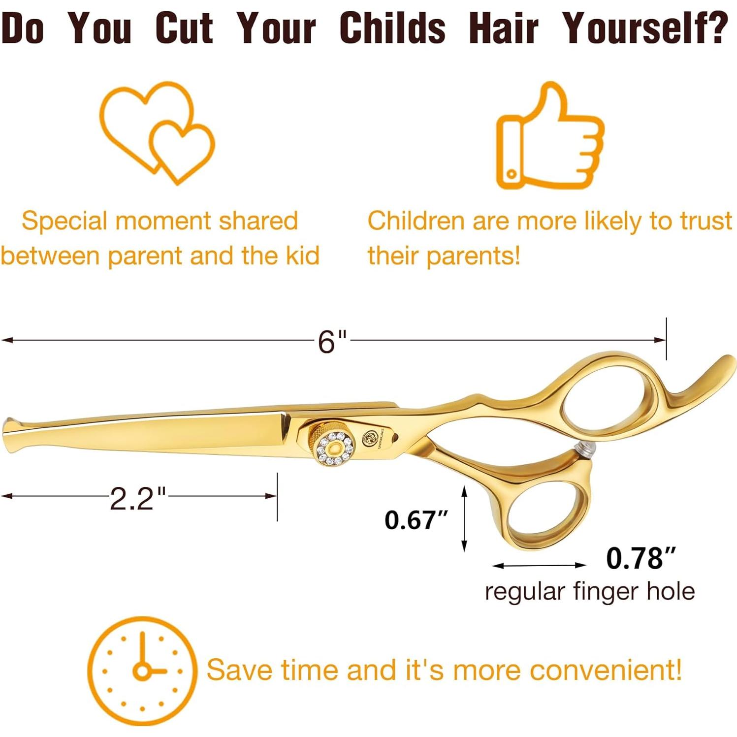 Tijeras de Corte de Cabello para Niños Dragon Creek 6" Doradas