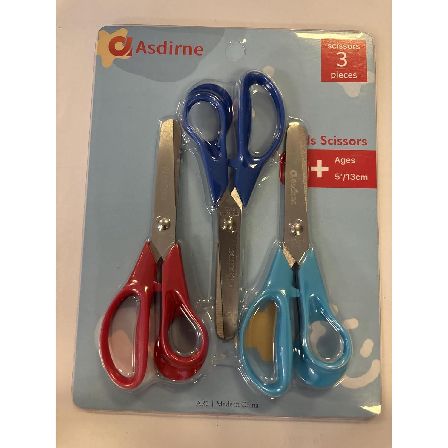 Tijeras para Niños Asdirne 5" Punta Romo Seguridad Paquete 3