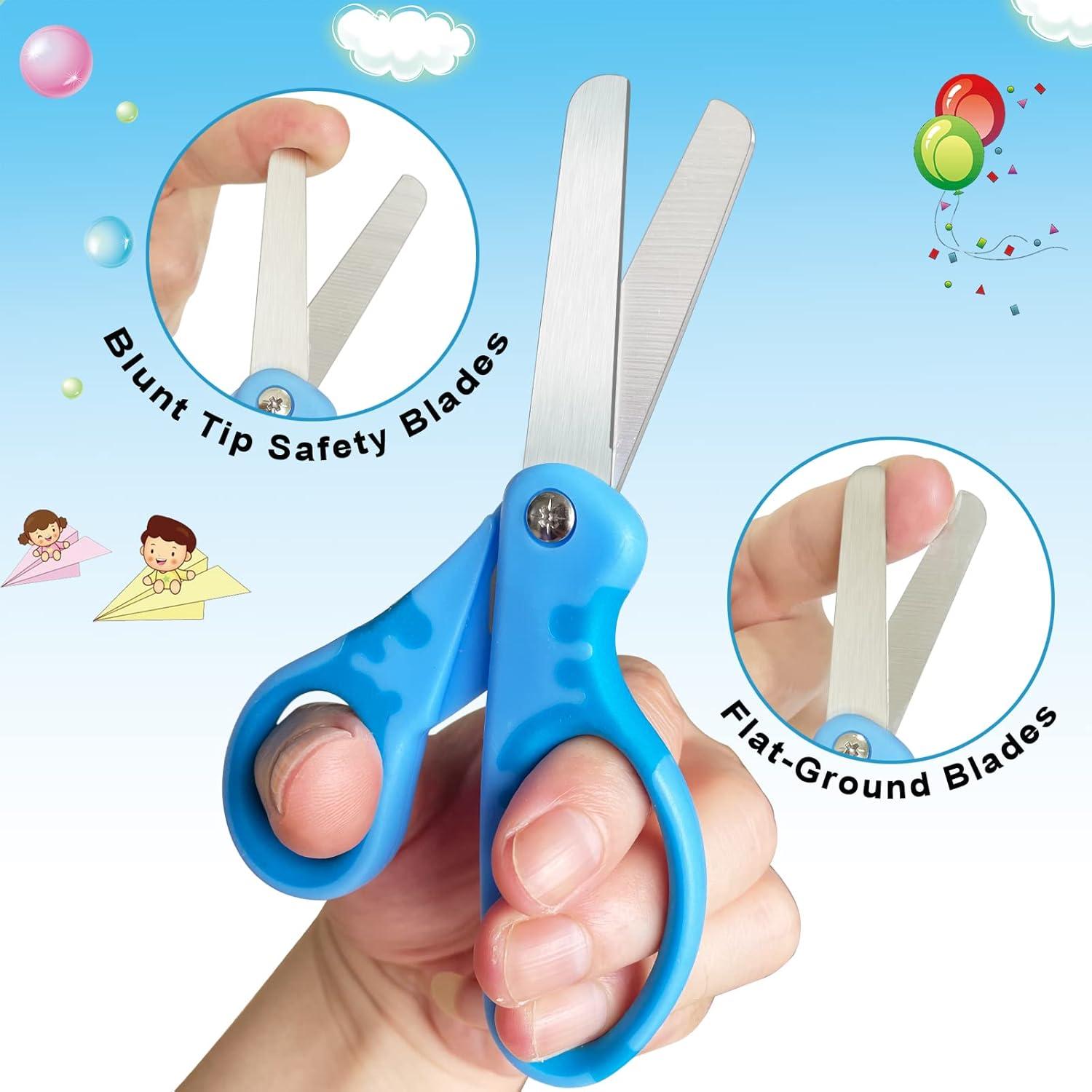 Tijeras para Niños Oiijiok con Funda Punta Roma - Paquete de 5