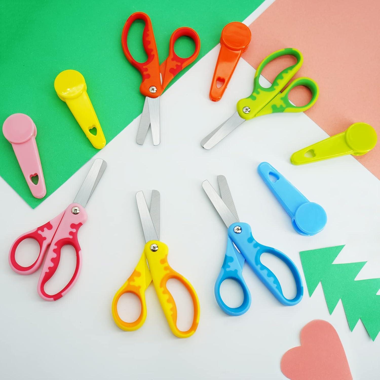 Tijeras para Niños Oiijiok con Funda Punta Roma - Paquete de 5