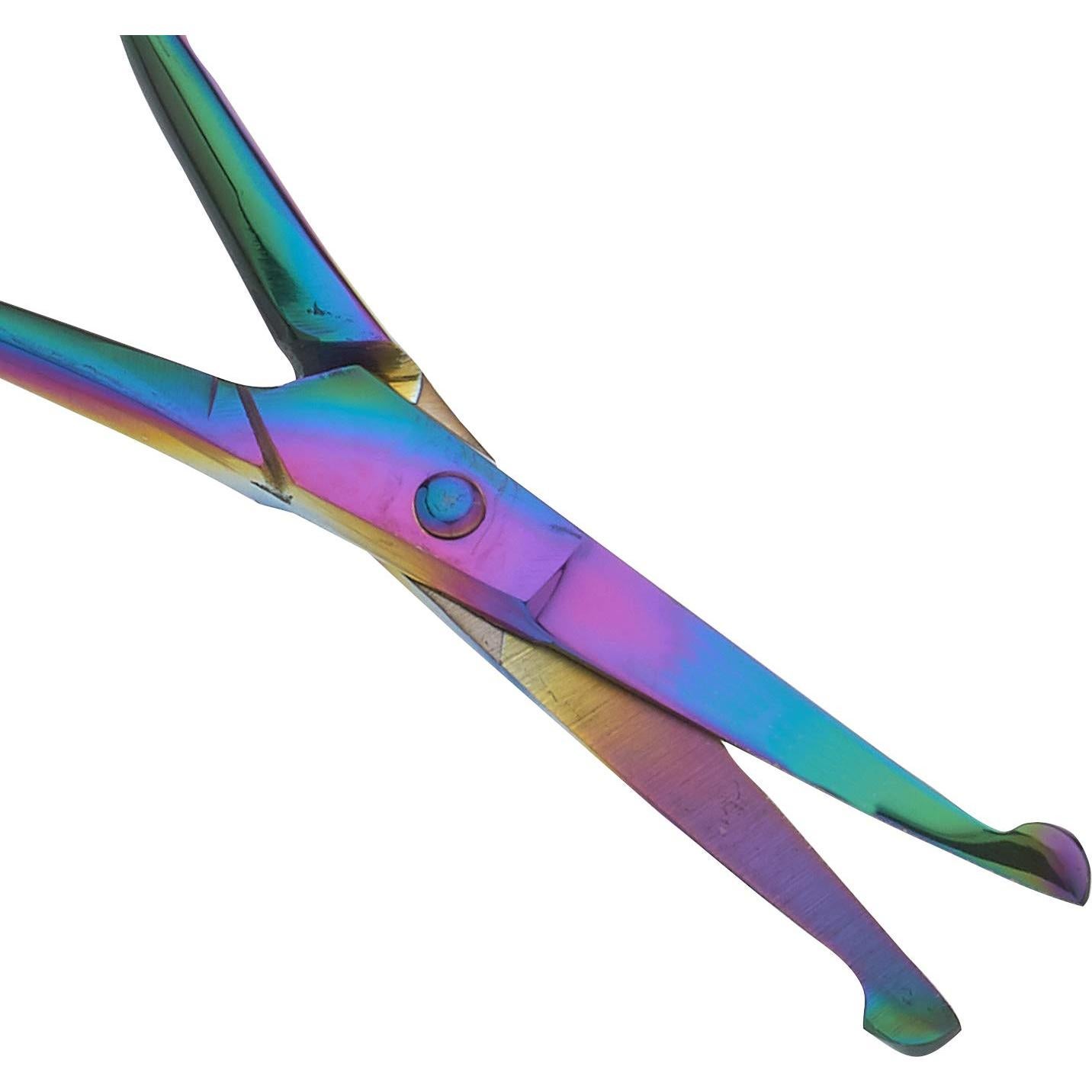 SurgicalOnline Multi-Colored Titanium Galaxy Rainbow Safety Scissor - Stainless Steel Multi Scissors For Nose, Mustache, Eyebrow, Small Grooming Scissors, Travel Size