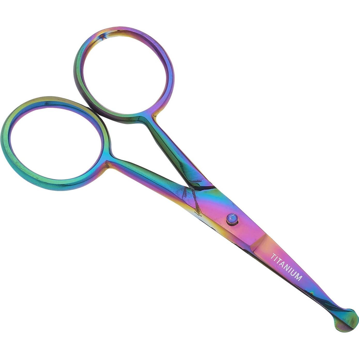 SurgicalOnline Multi-Colored Titanium Galaxy Rainbow Safety Scissor - Stainless Steel Multi Scissors For Nose, Mustache, Eyebrow, Small Grooming Scissors, Travel Size