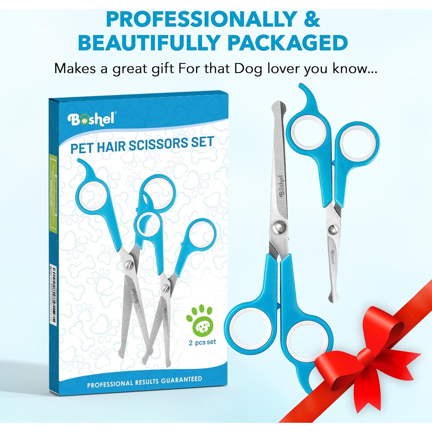 Tijeras de Aseo para Perros BOSHEL - Juego 2 Piezas Inoxidable
