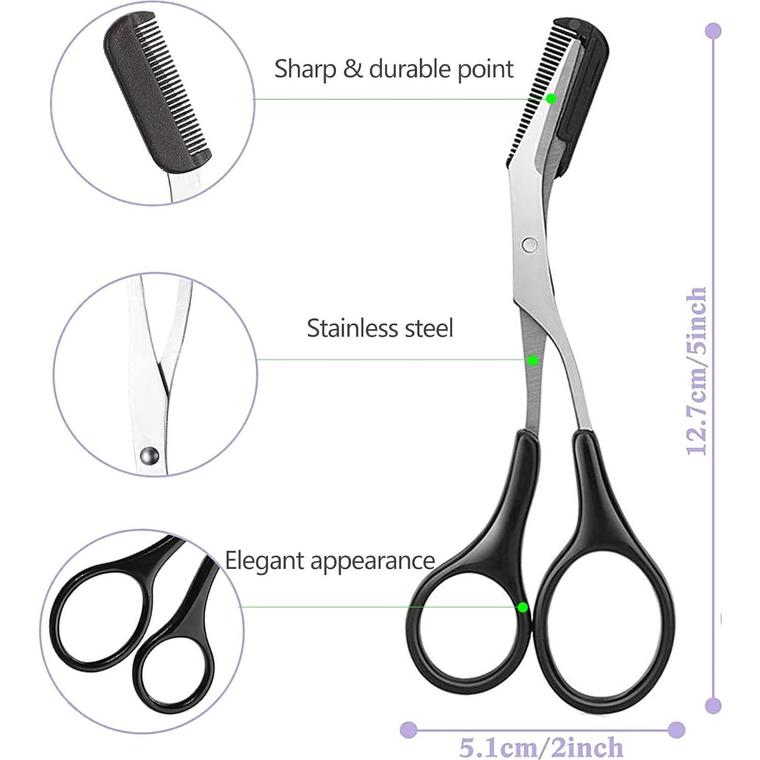 Tijeras para Cejas KAJUDA con Peine - Acero Inoxidable 3PCS