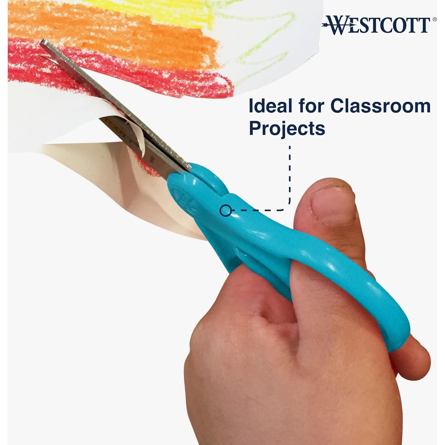 Tijeras Westcott 15968 para Niños, Punta Roma 12.7 cm Azul Neón