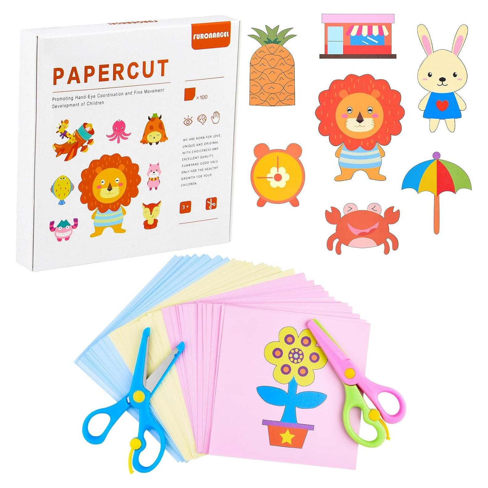 Tijeras de Seguridad ASTARON para Niños - Set 2 Piezas con 100 Recortes