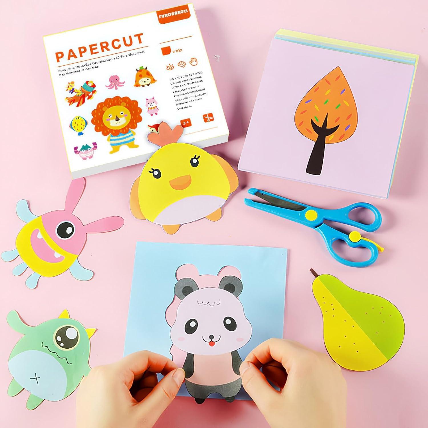 Tijeras de Seguridad ASTARON para Niños - Set 2 Piezas con 100 Recortes