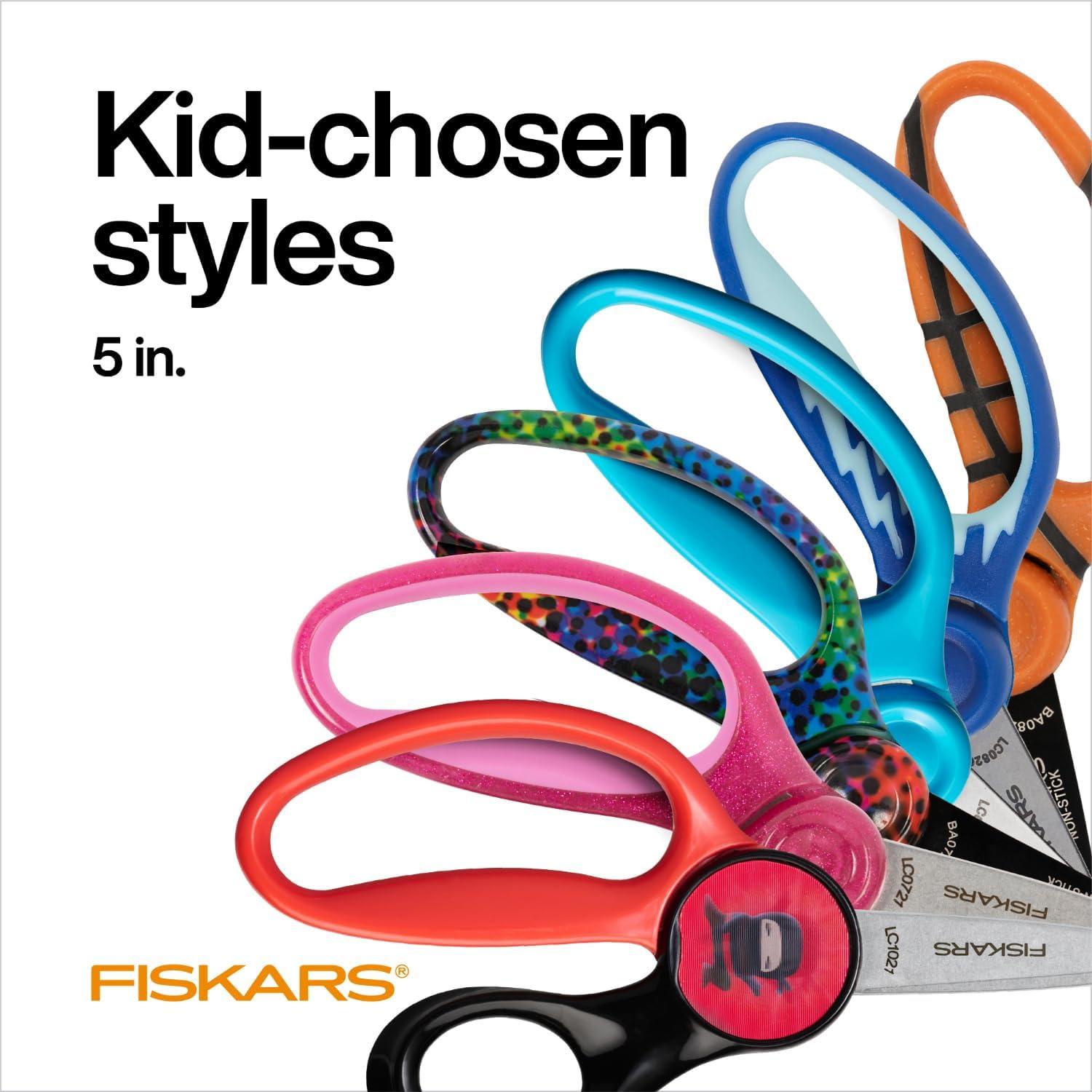 Tijeras Fiskars SoftGrip 5" Punta Roma para Niños 4-7 Años