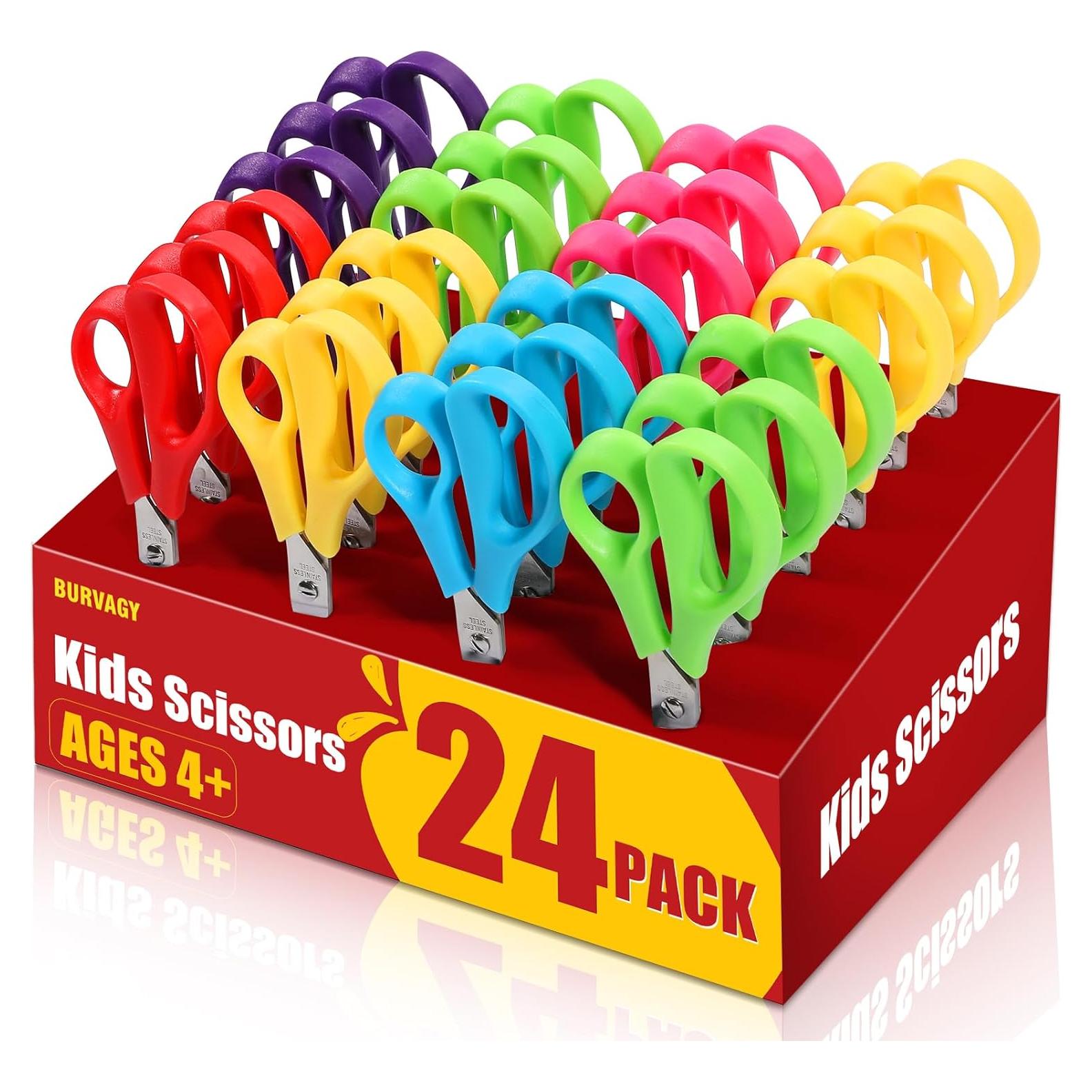 Tijeras de Punta Roma para Niños BURVAGY - Paquete de 24